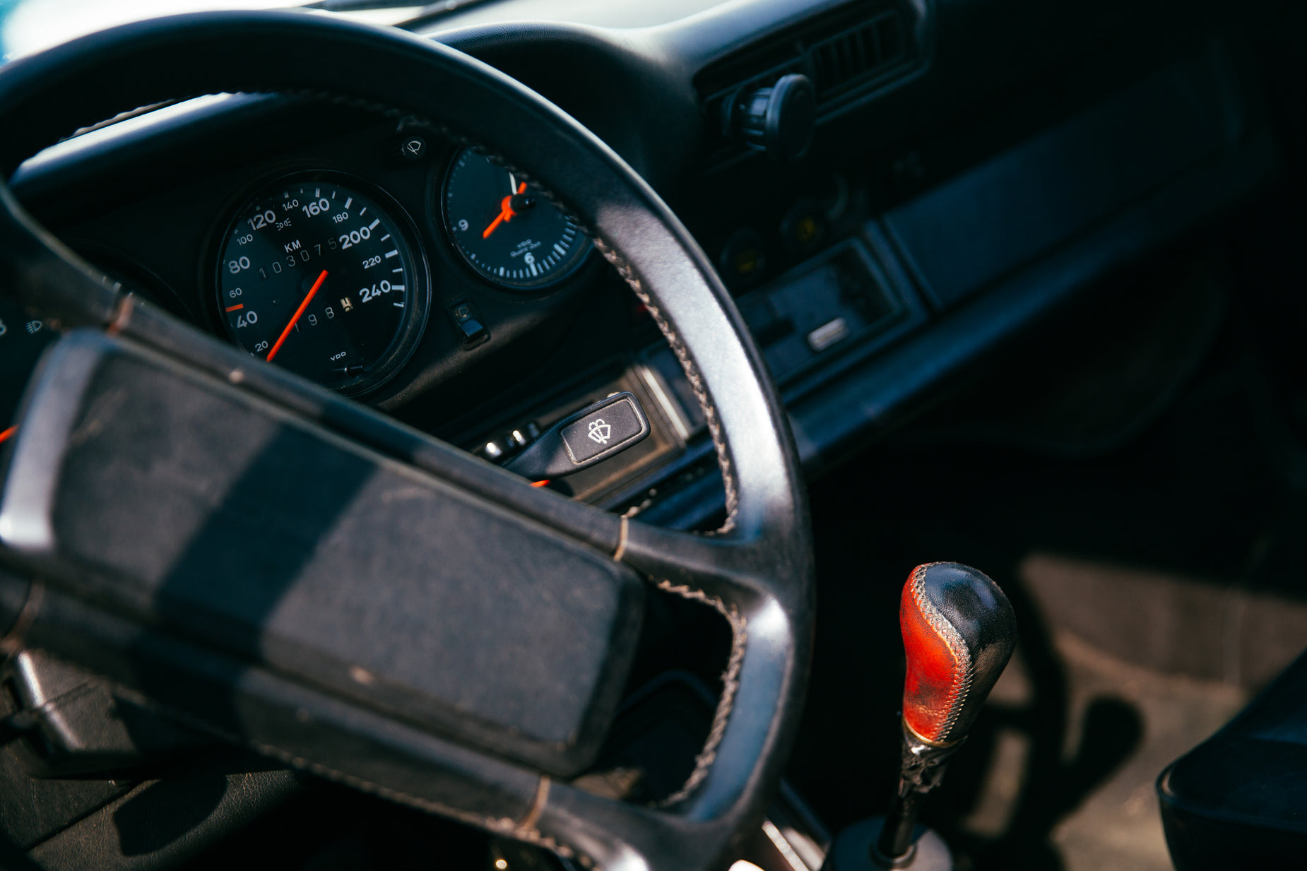 dashboard of a car with instrument, steering wheel and instrument s