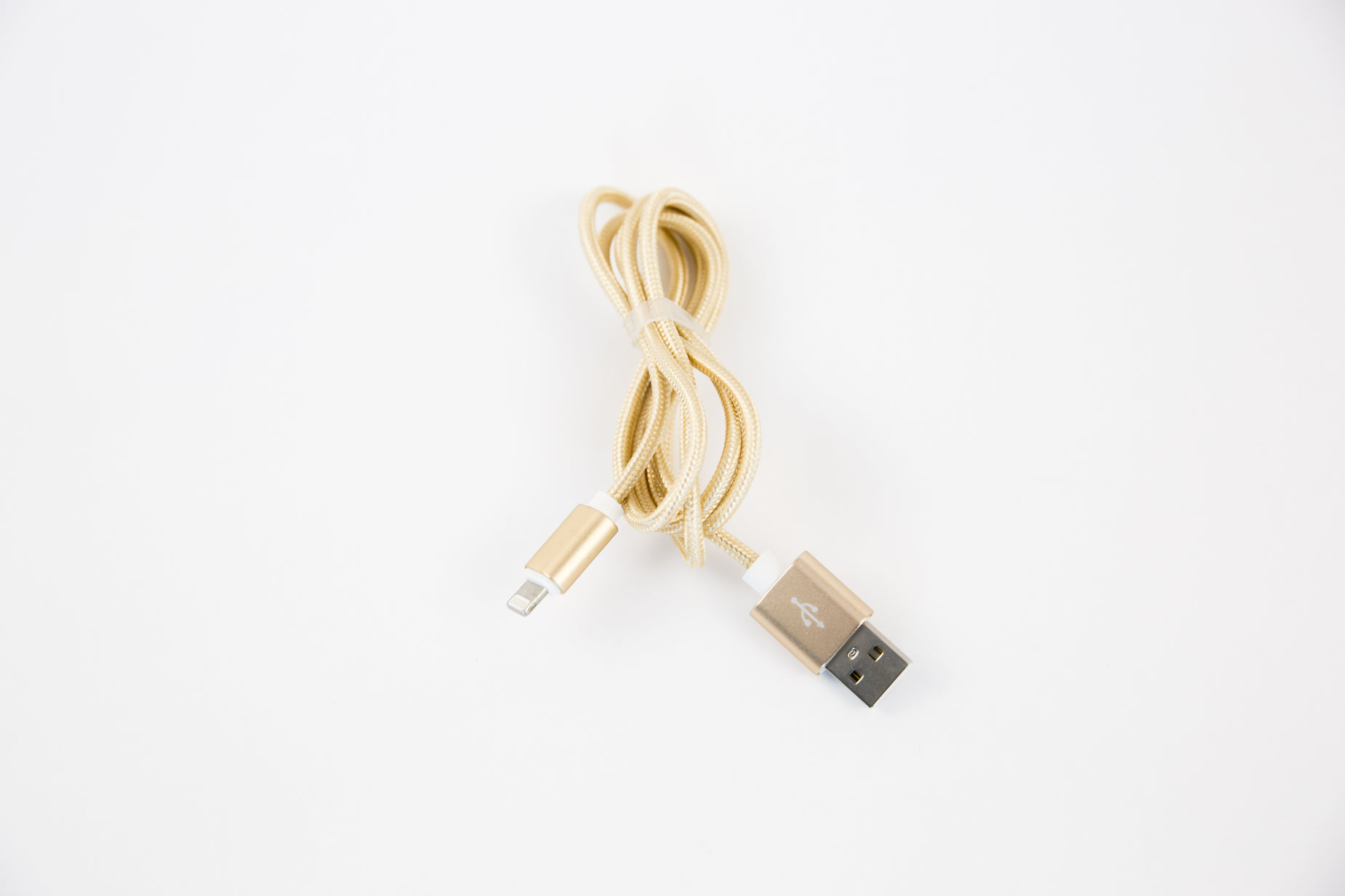 there is a gold colored cord with a usb port attached