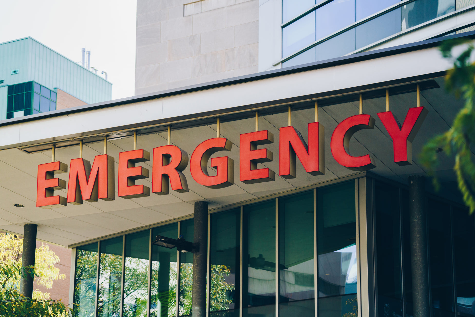 the word emergency over the entrance to an office