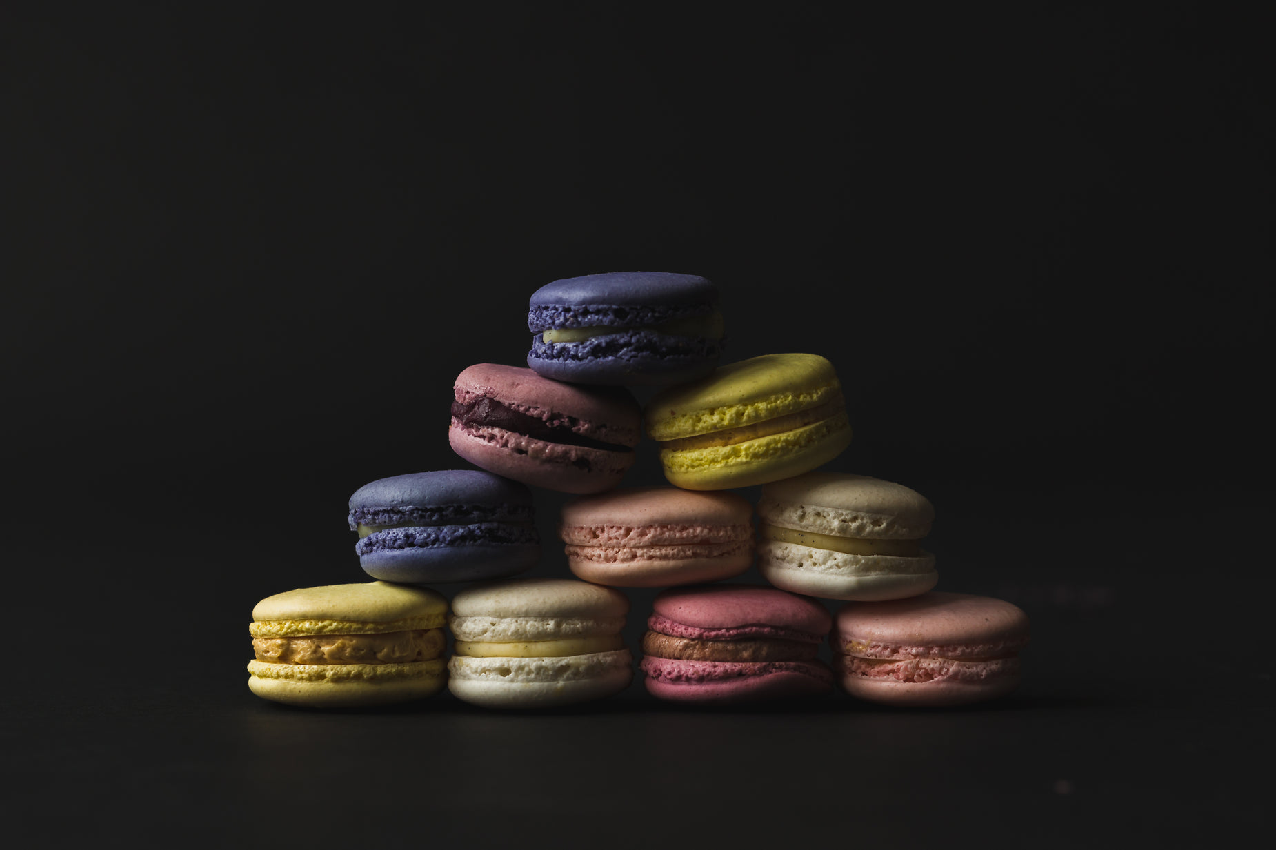 macaroons in different colors sitting together