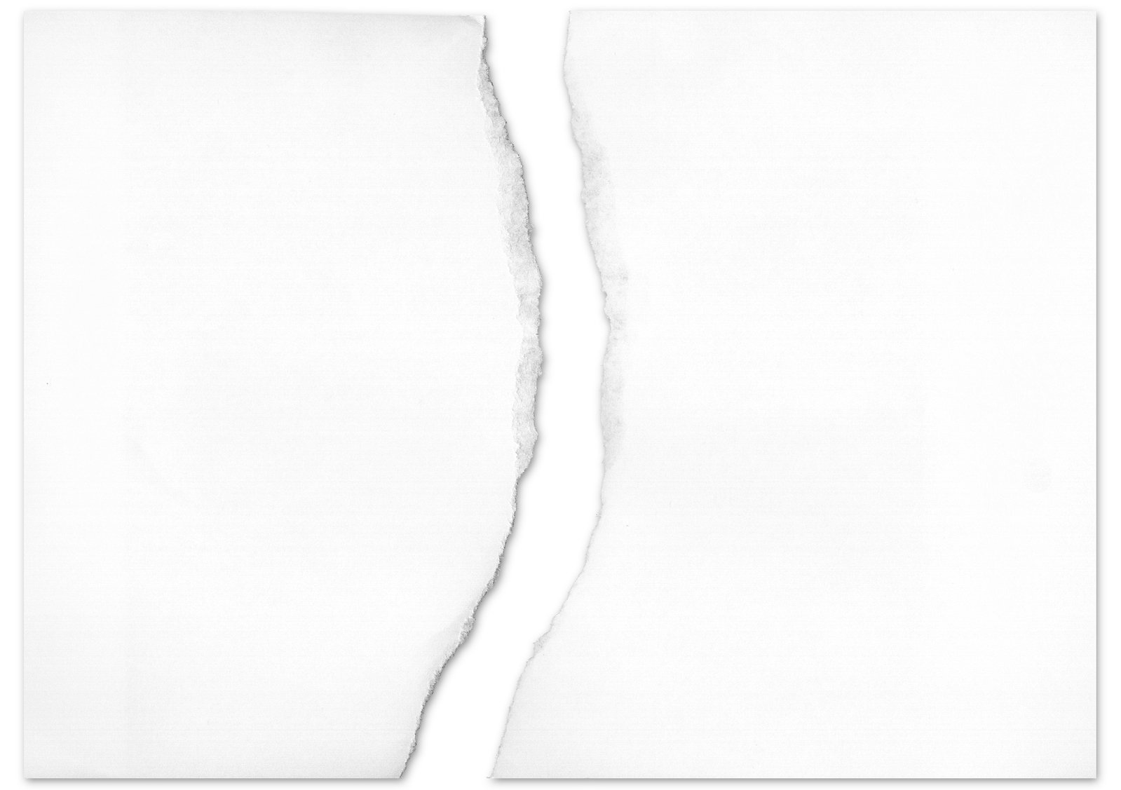 an open broken paper on white background