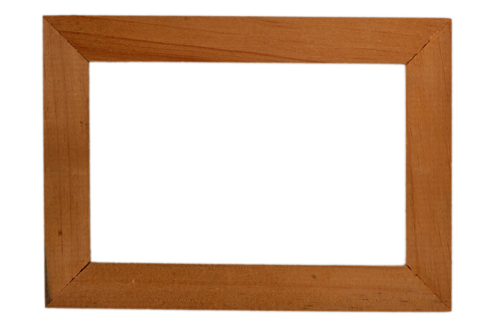 an empty wooden po frame sitting on a white surface