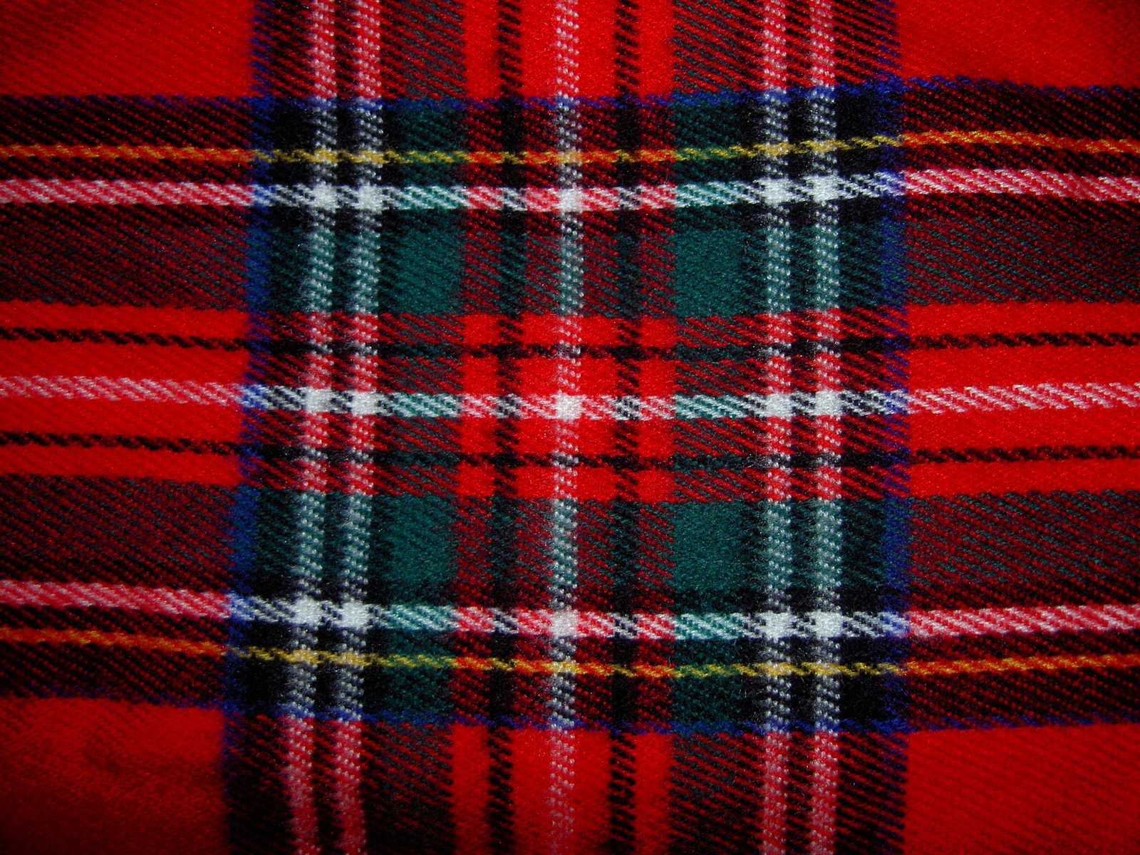 the tartan pattern on a red wool jacket