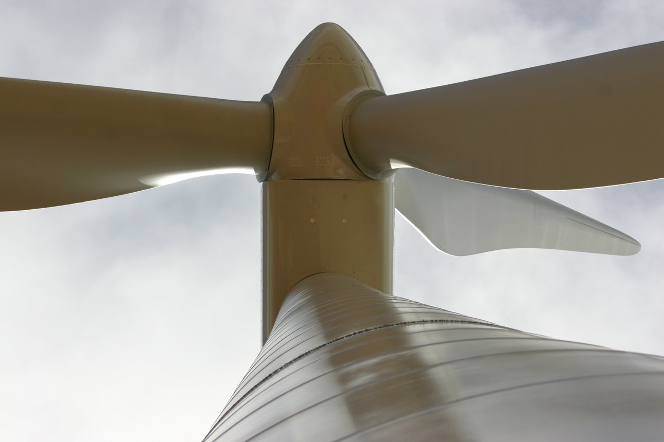 a large wind turbine with very big blades