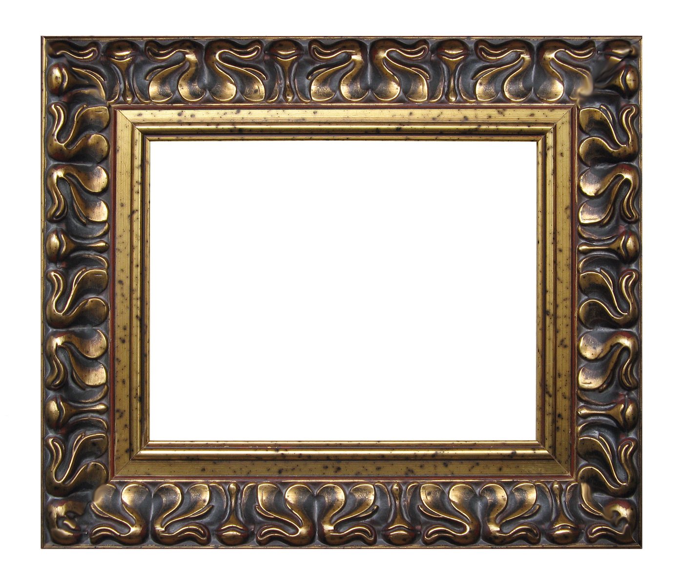 an ornate gold and white framed wall hanging with ornate design