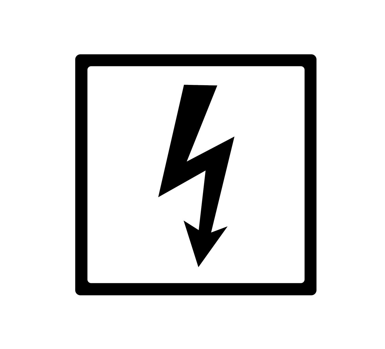 a black and white sign with lightning in the center