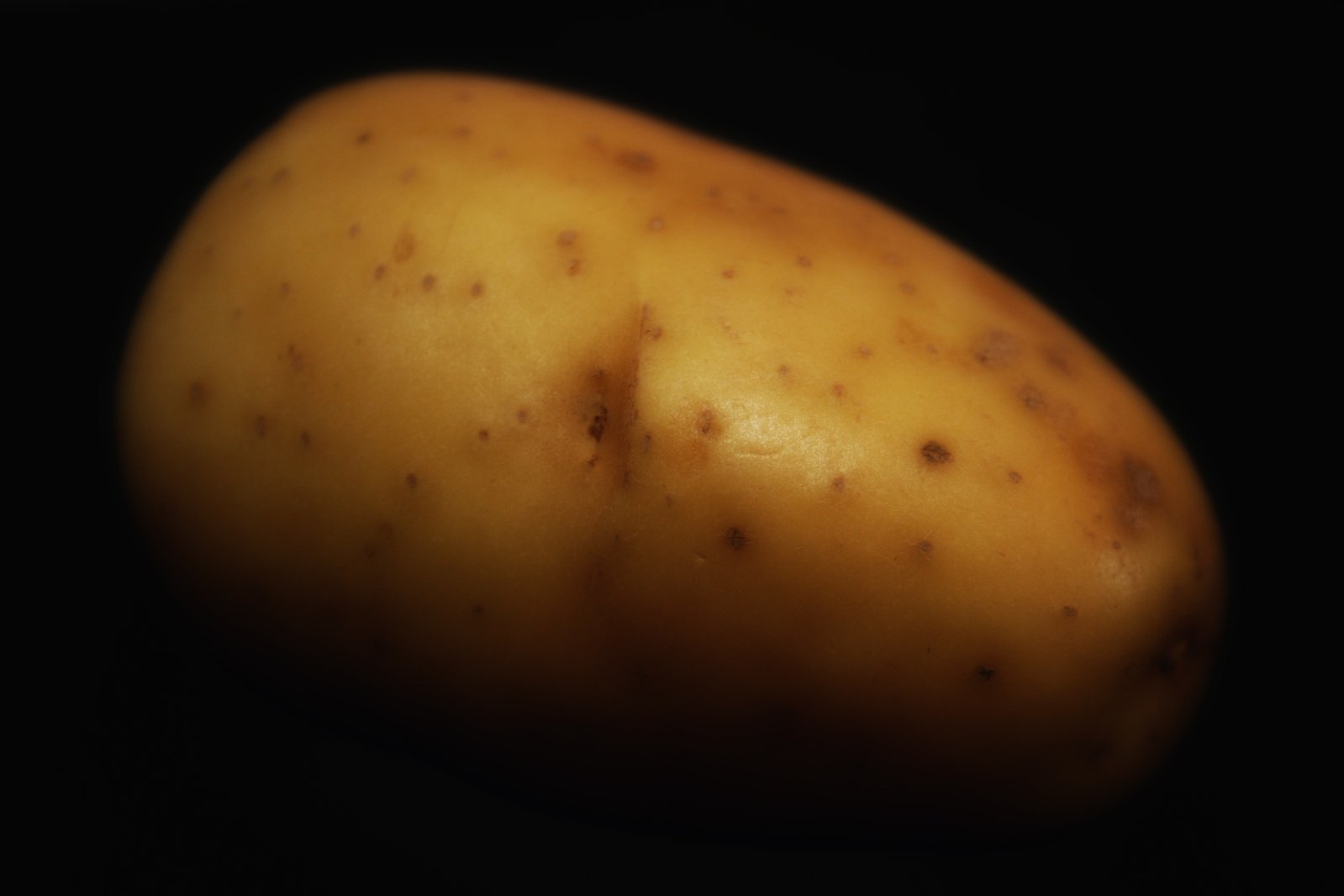 the skin on the potato is brown with some spots