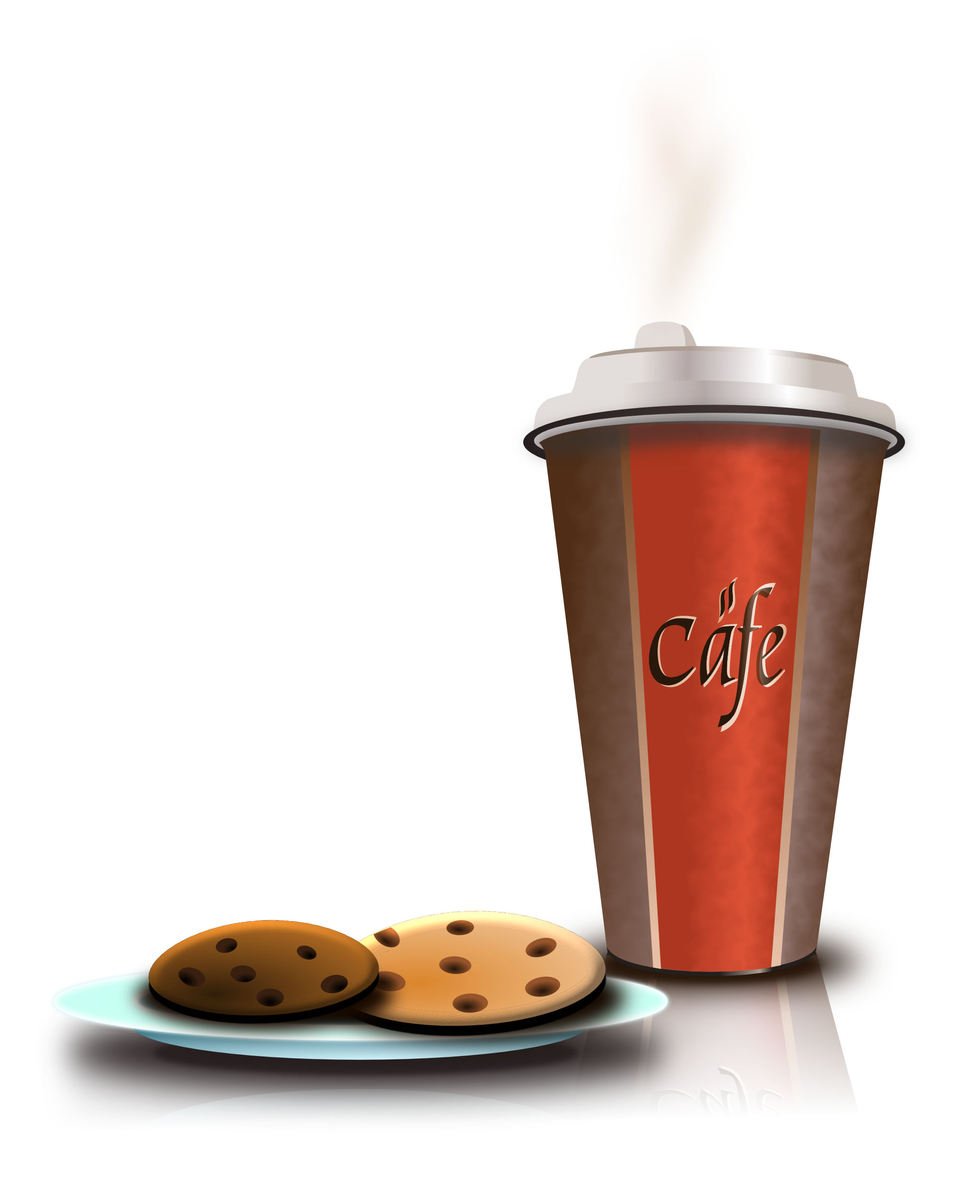 a cookie and coffee cup on a plate