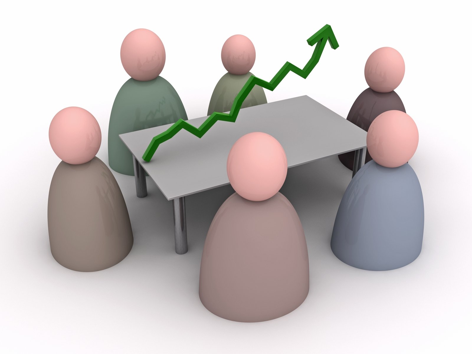 people looking at a growing graph above a table