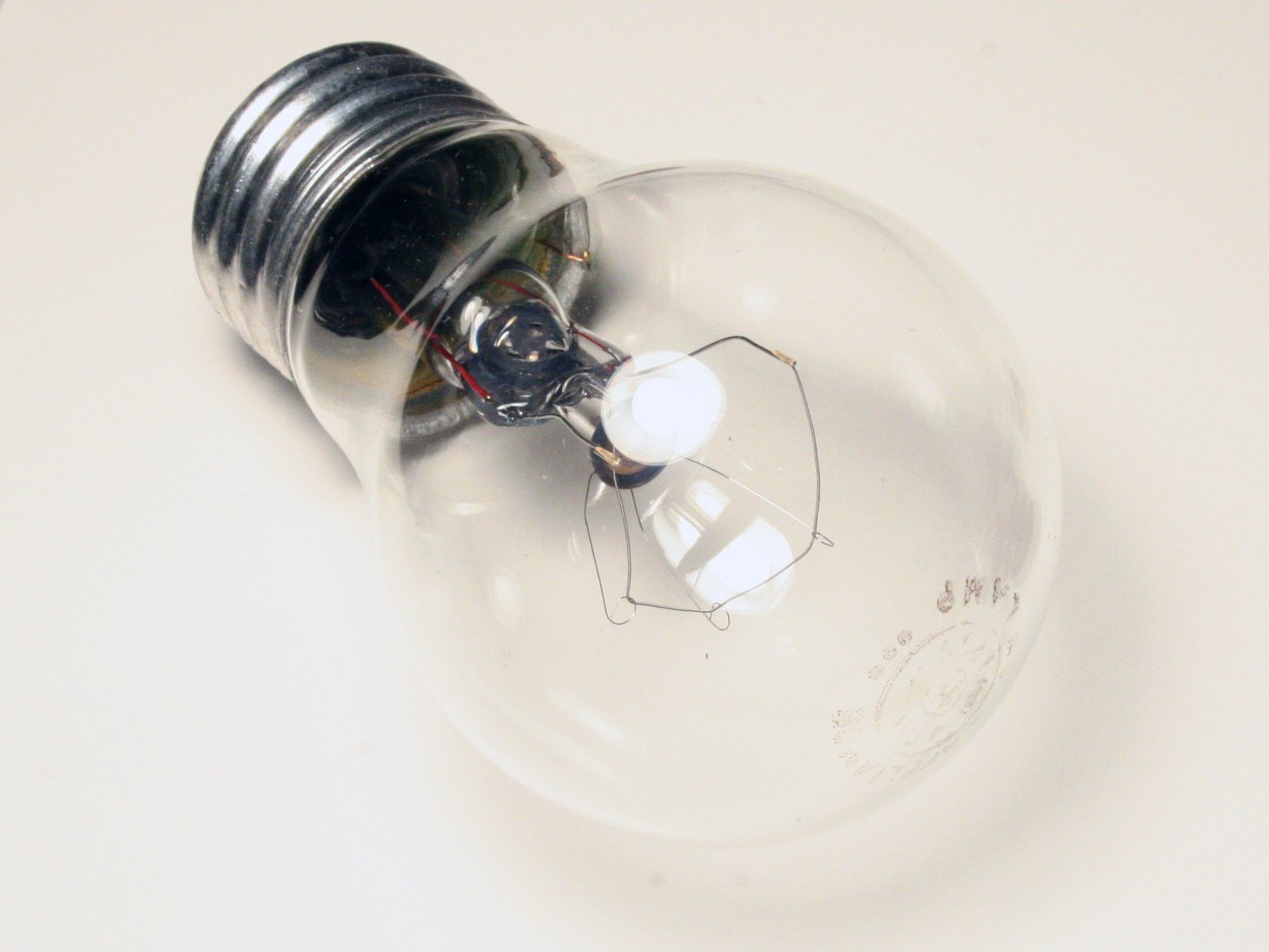 a light bulb is laying inside of a glass bulb