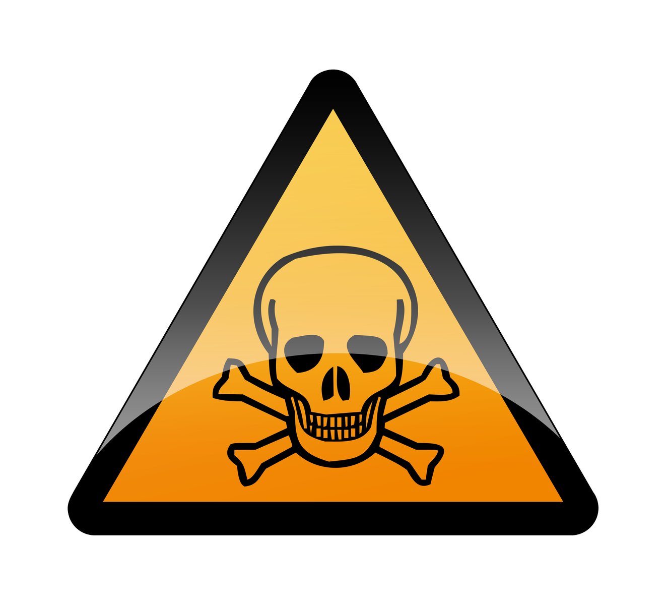 a hazard sign with a skull and bones
