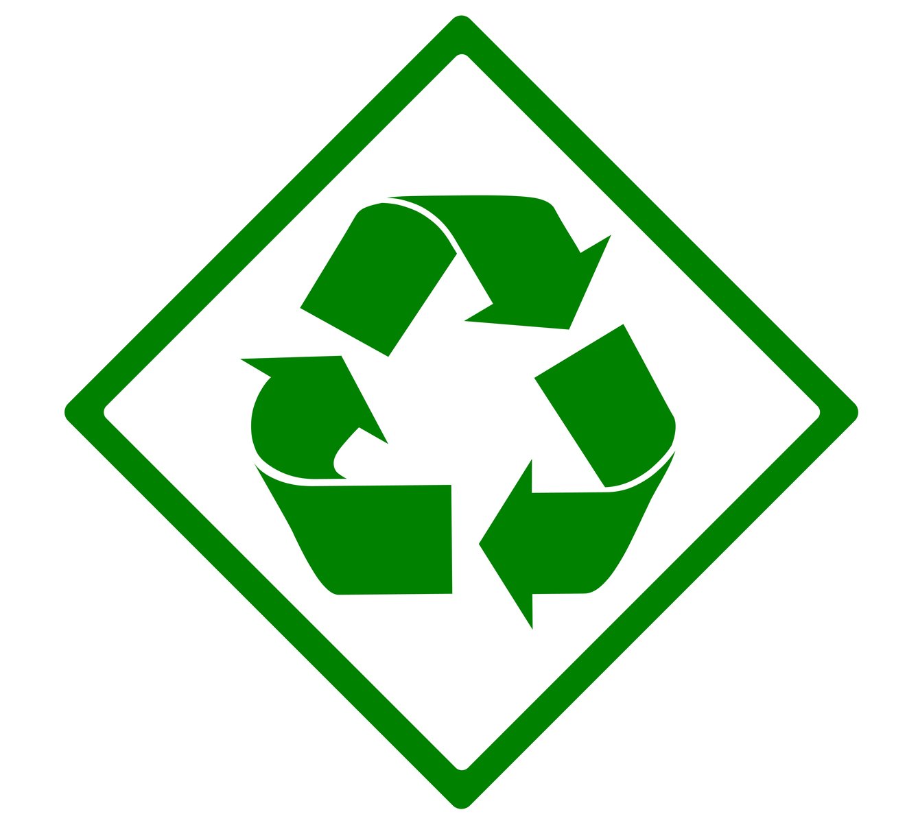 a recyclic sign with a green recycling symbol