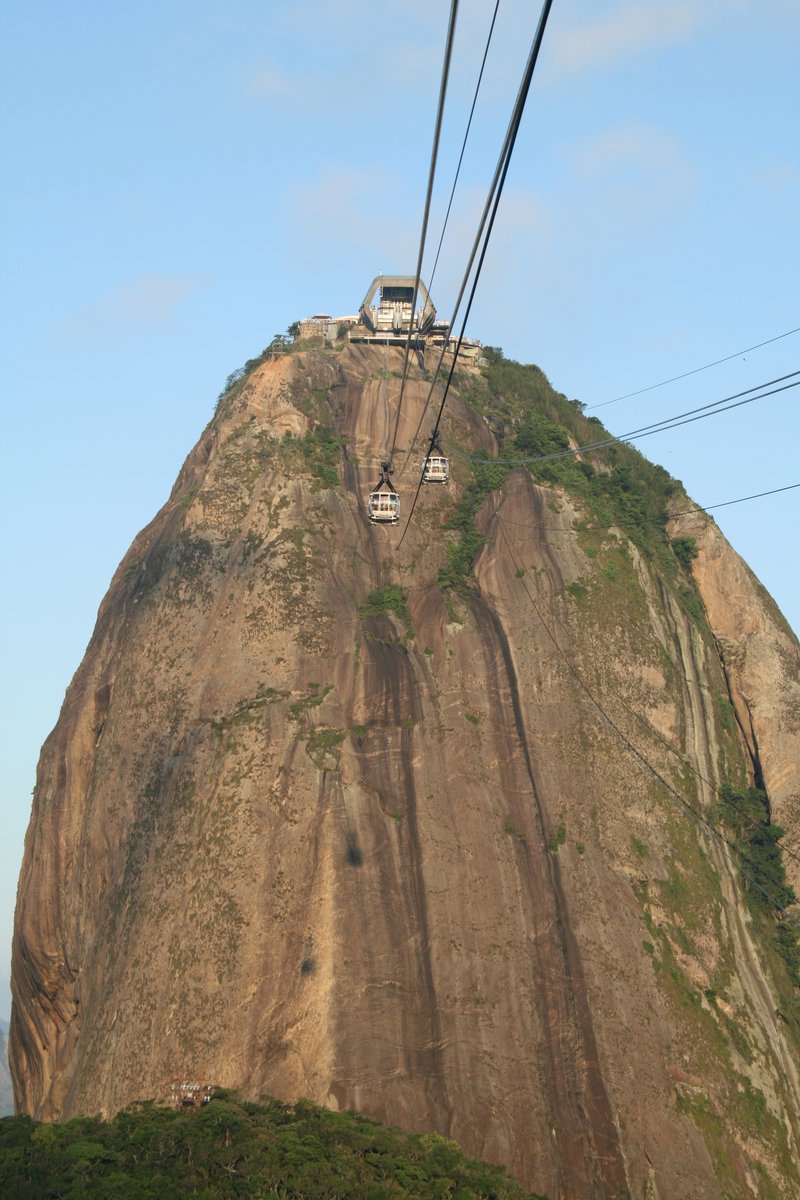 an incline cable car on the top of a mountain