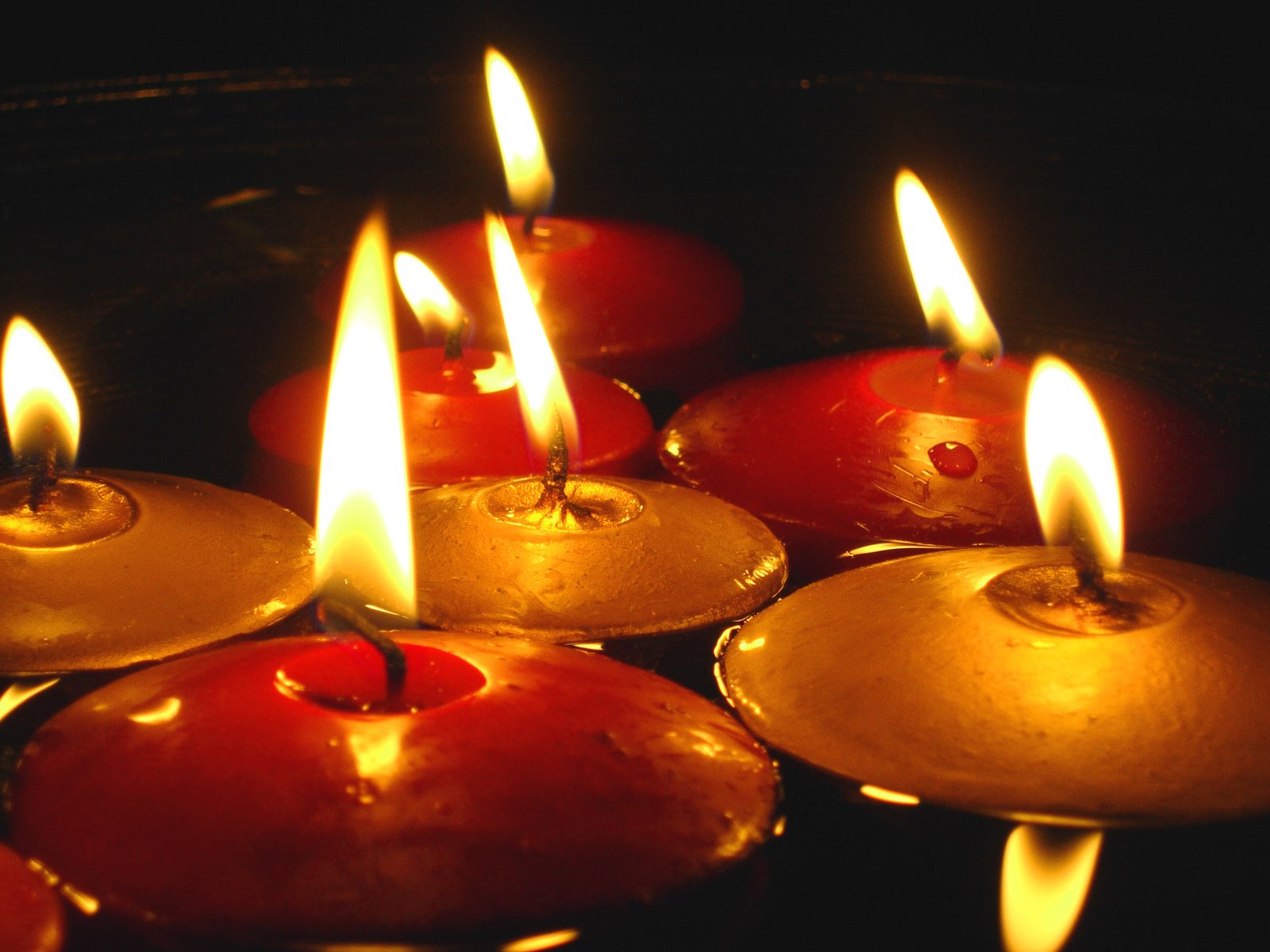 several lit candles are on the plate, burning