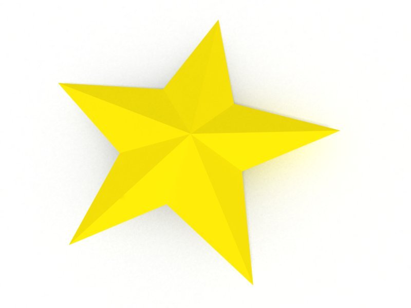 the star appears to be folded and sitting straight ahead