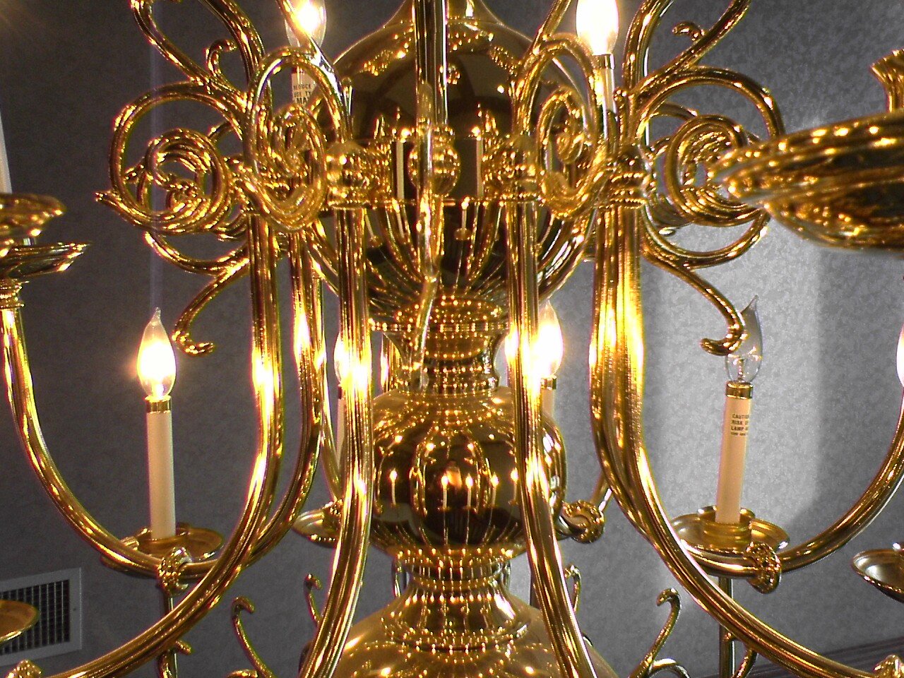 a large, ornate chandelier that lights up