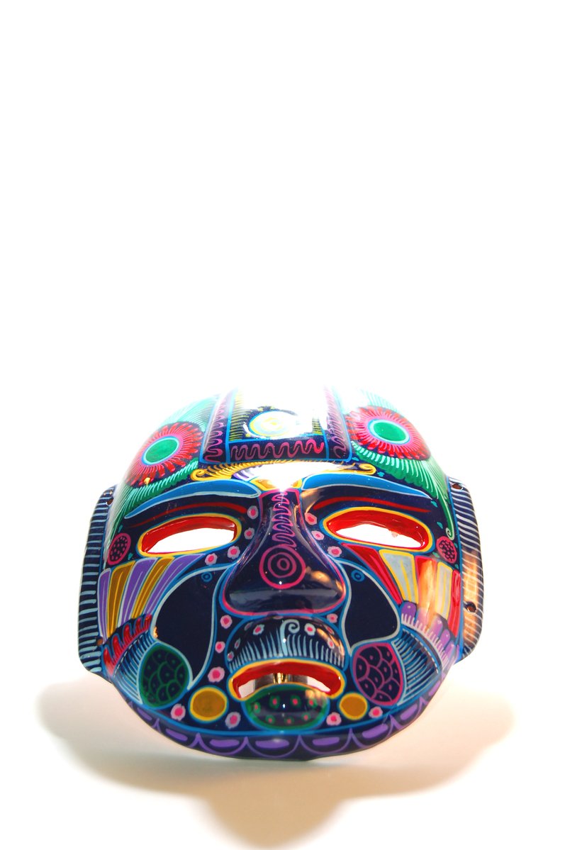a mask with many different colors on it