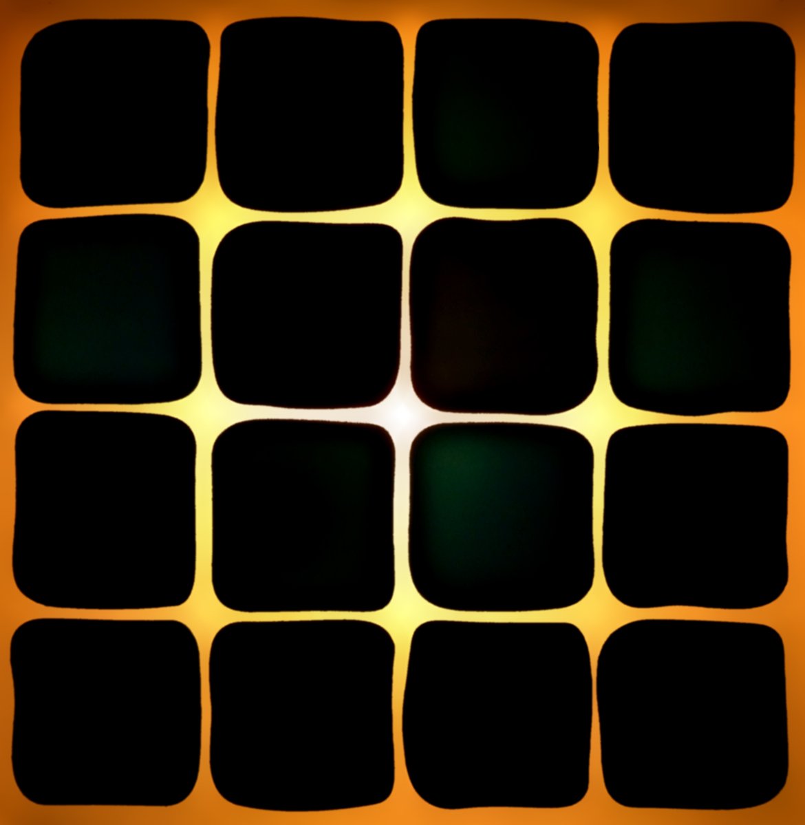 square and circle shapes with orange and black background