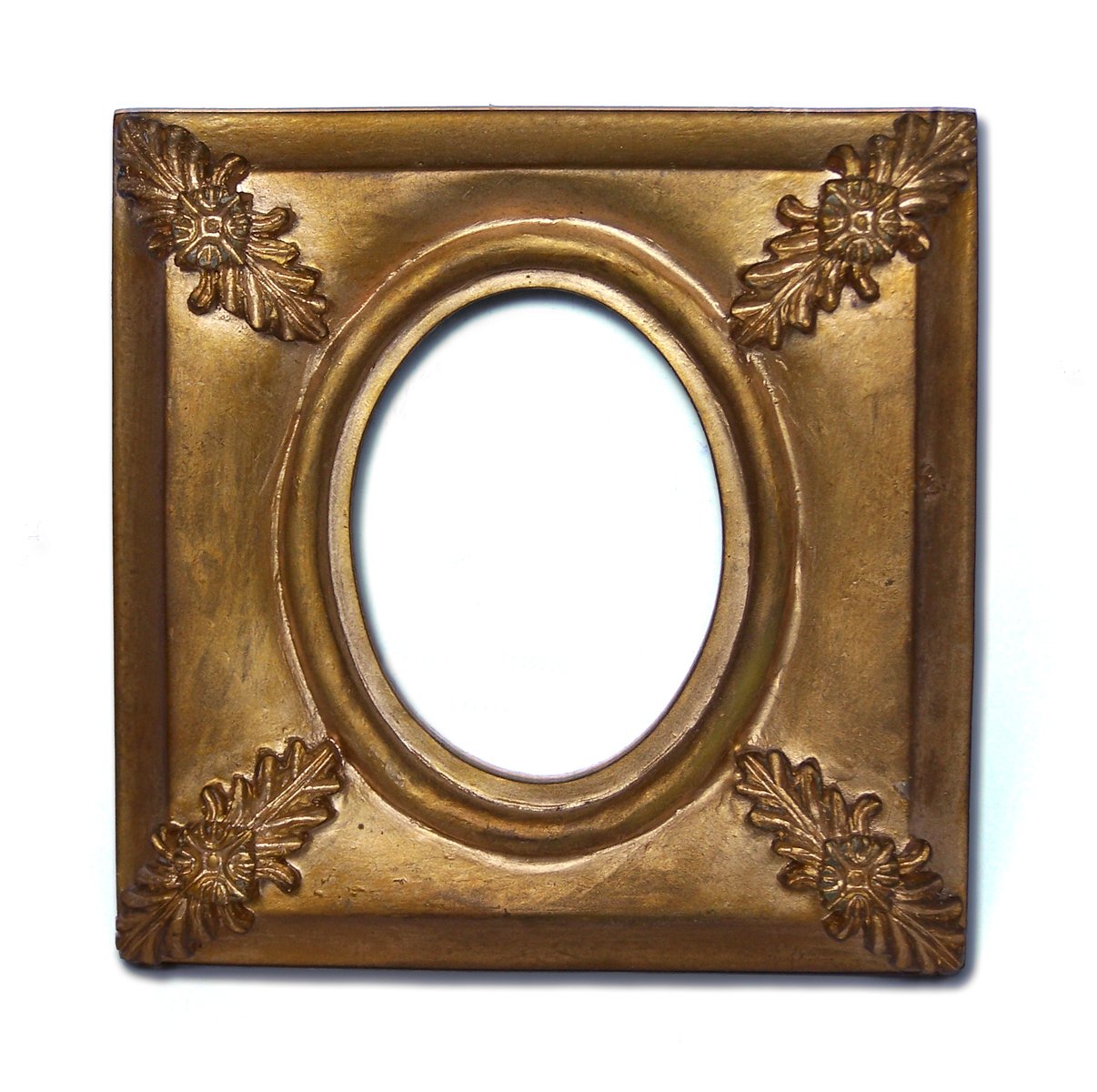 a gold frame that has flowers and leaves in it