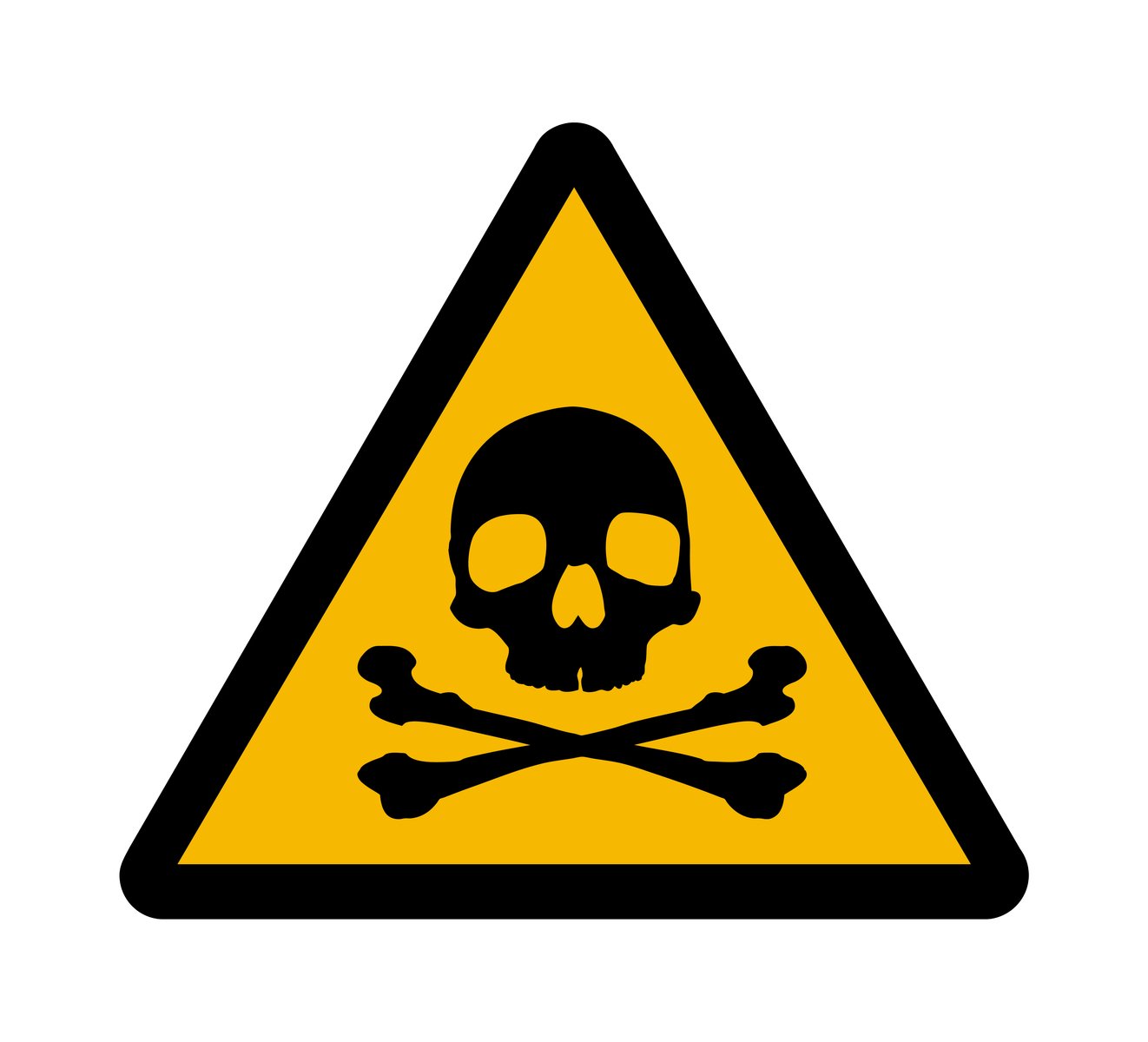 a skull and cross bones sign in yellow