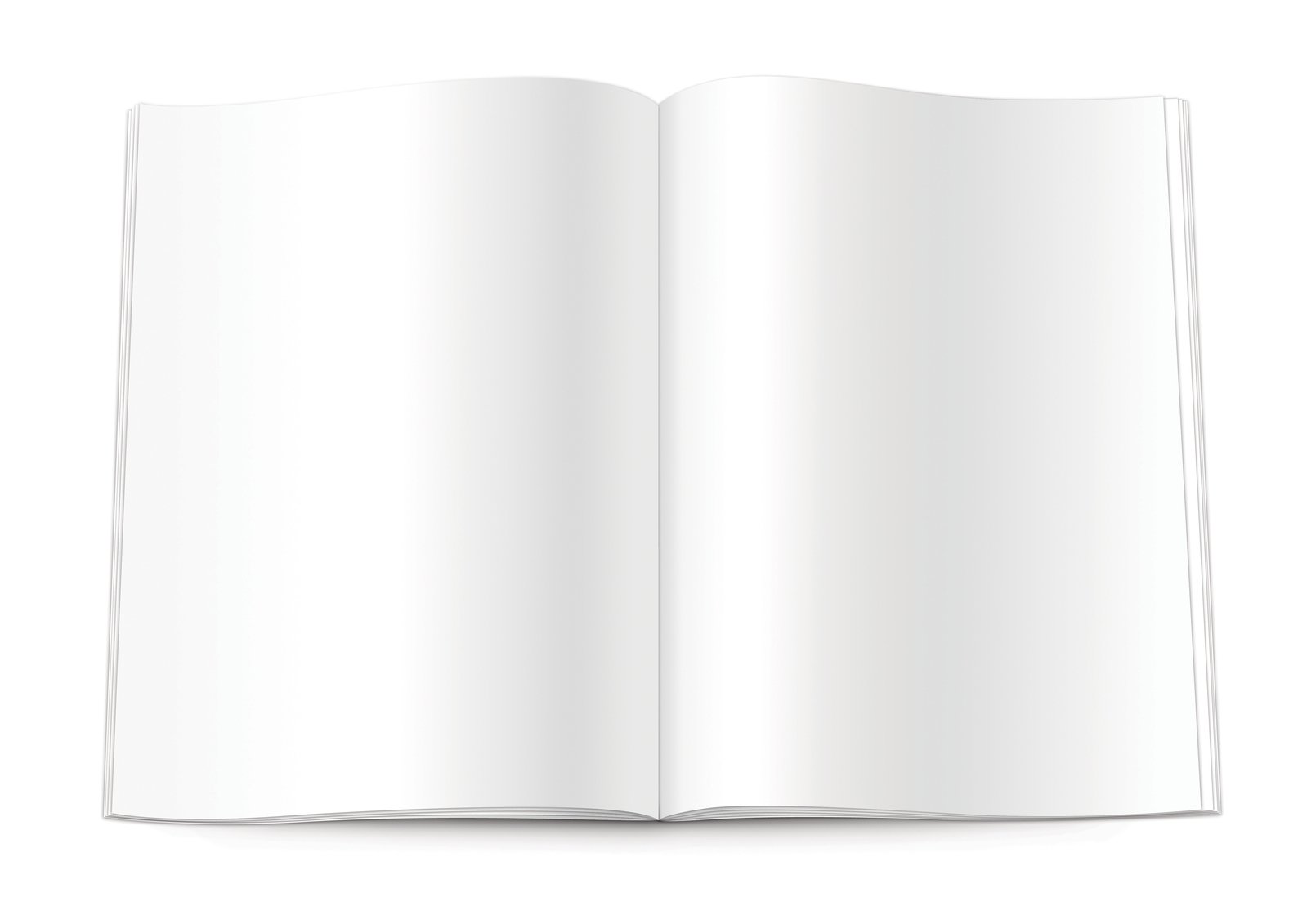an open white book on a white background