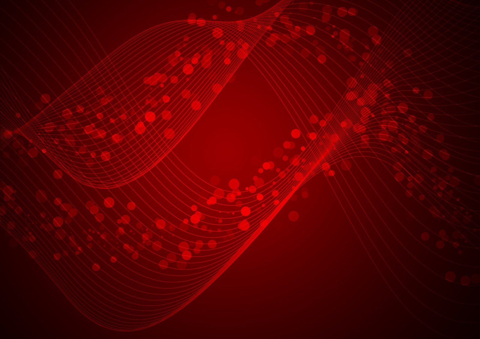 a background with red circles and a curved wavy design