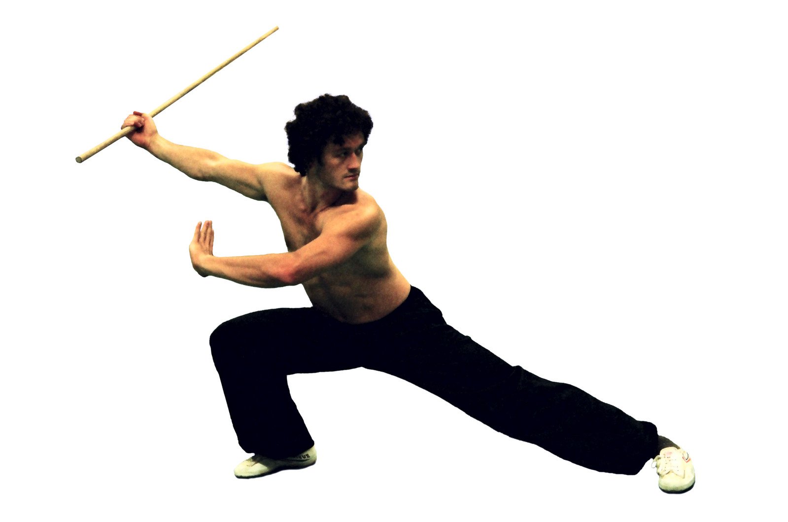 man performing a sport with two sticks