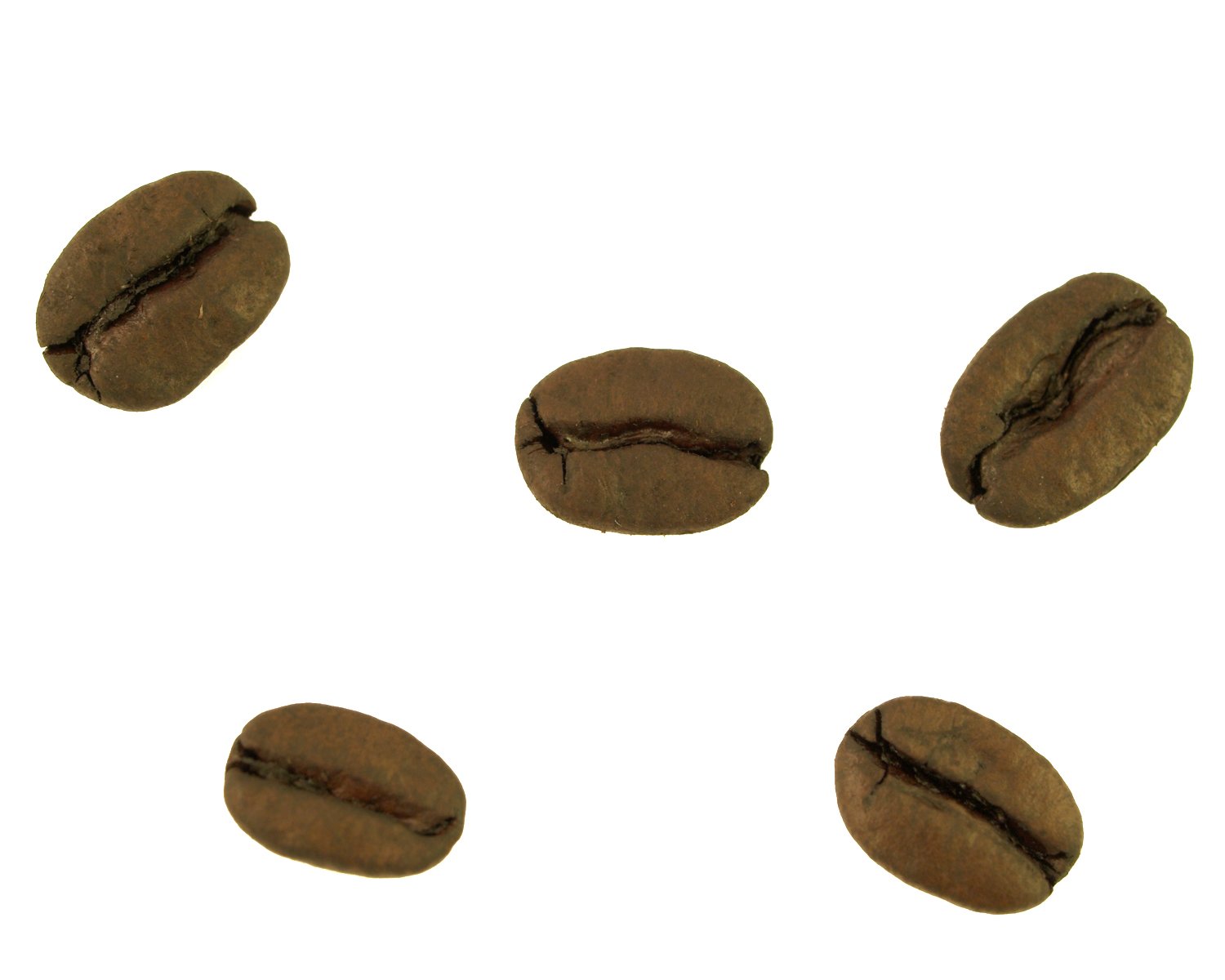 four coffee beans sitting next to each other