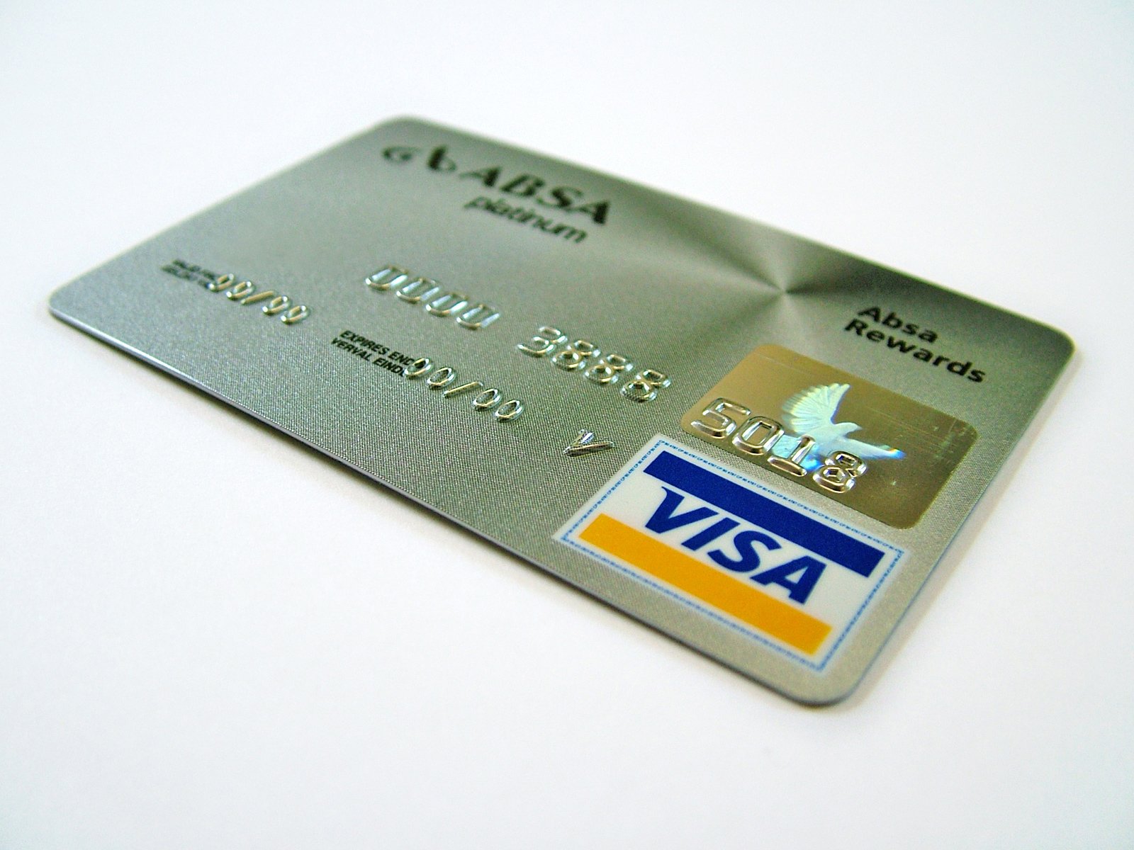 silver credit card against a white background