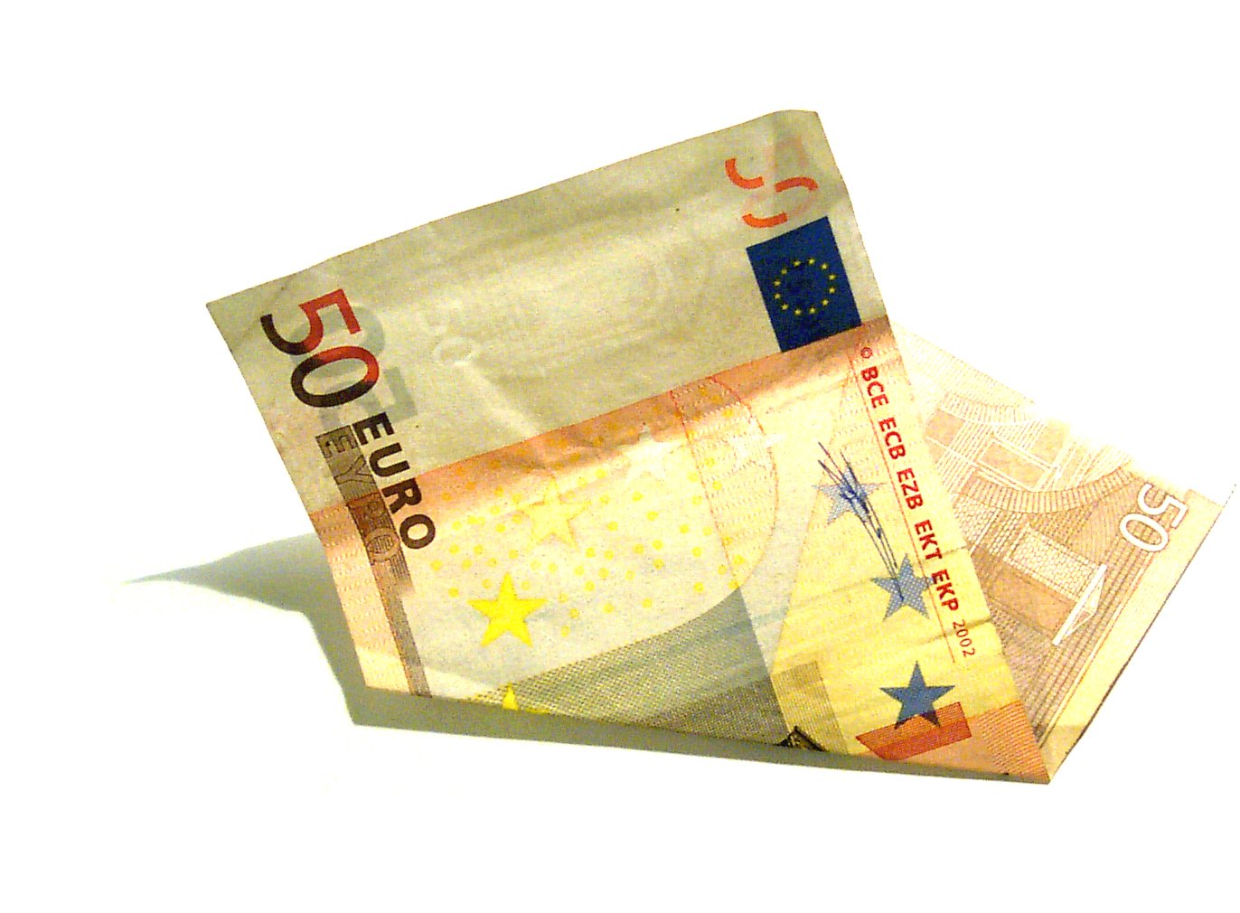 two euros bill against a white background