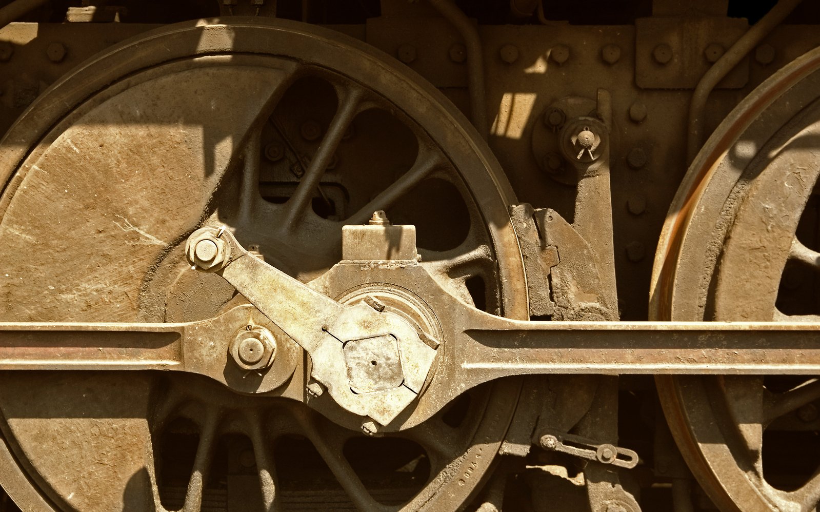 the rear wheels and front wheel on a train