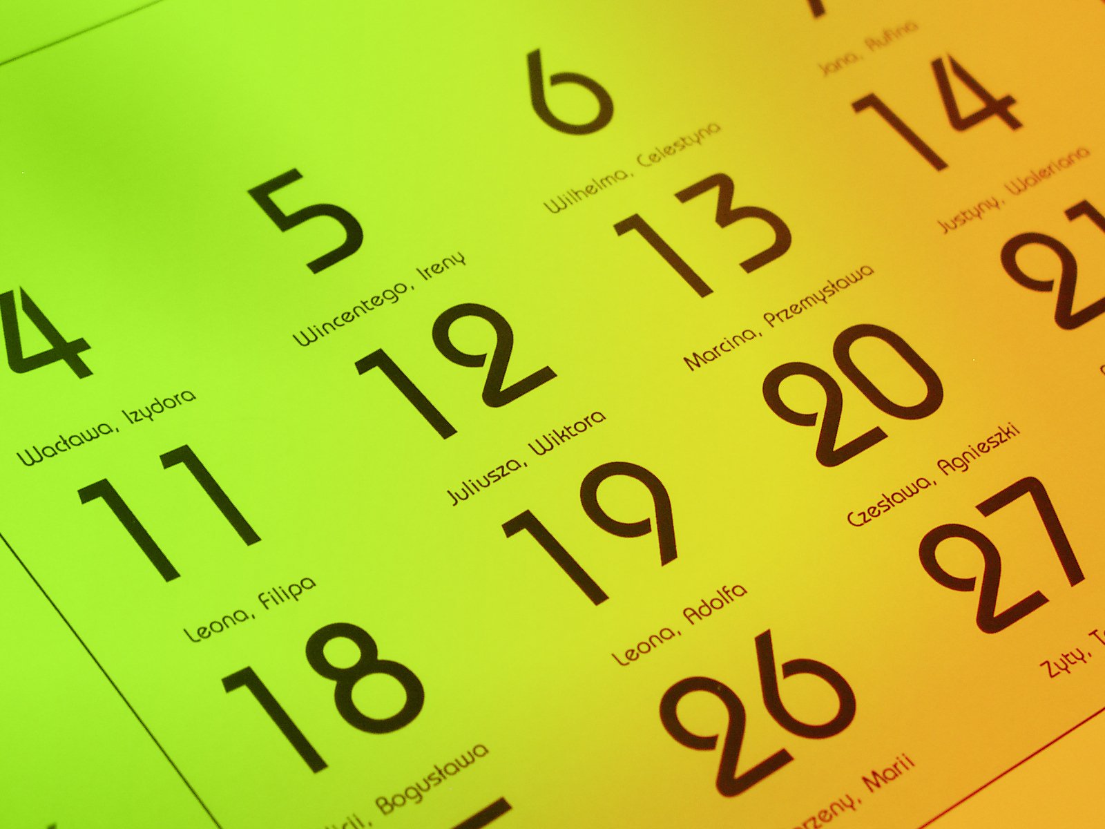 an image of a yellow and green calendar