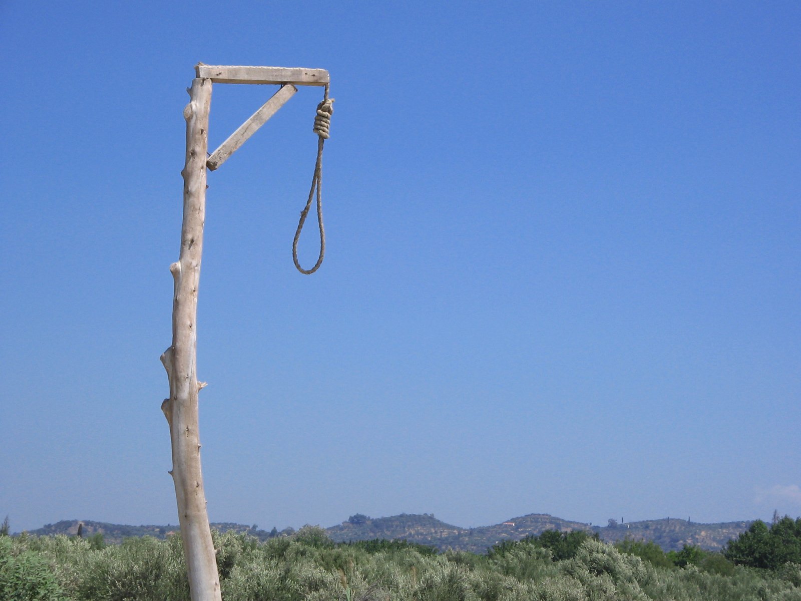 a rope that has been used to climb a ladder