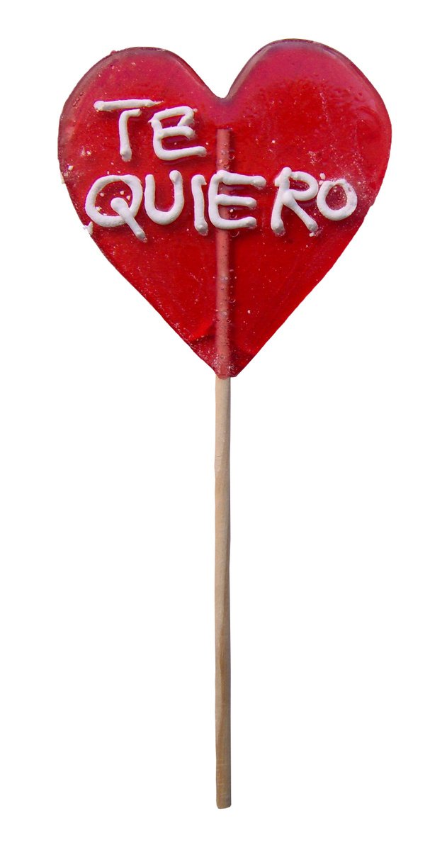 the stick has a red heart in the shape of a lollipop