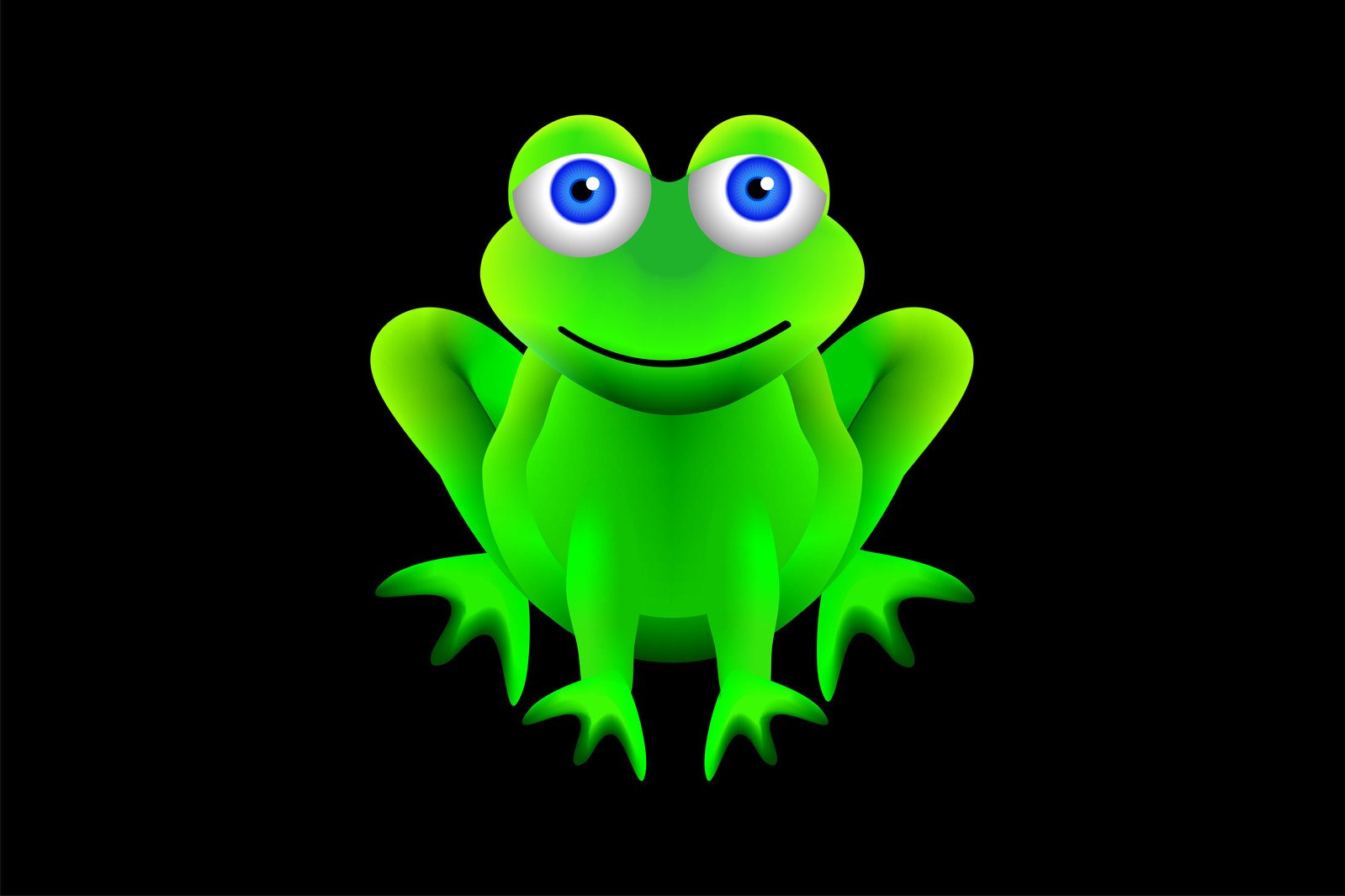 a frog with very blue eyes sitting on a black background