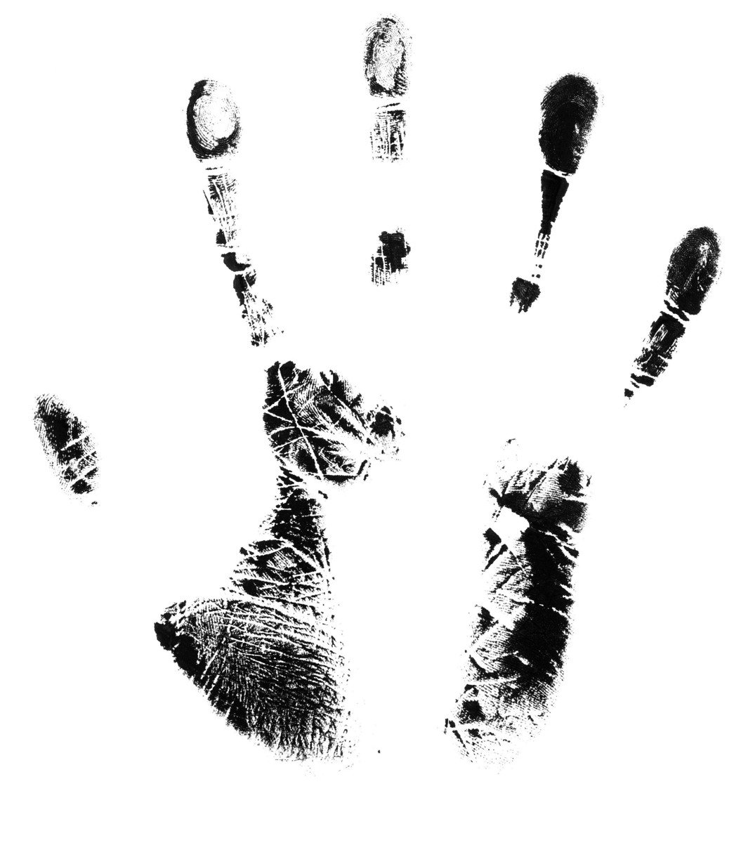 a drawing of hand prints on white paper