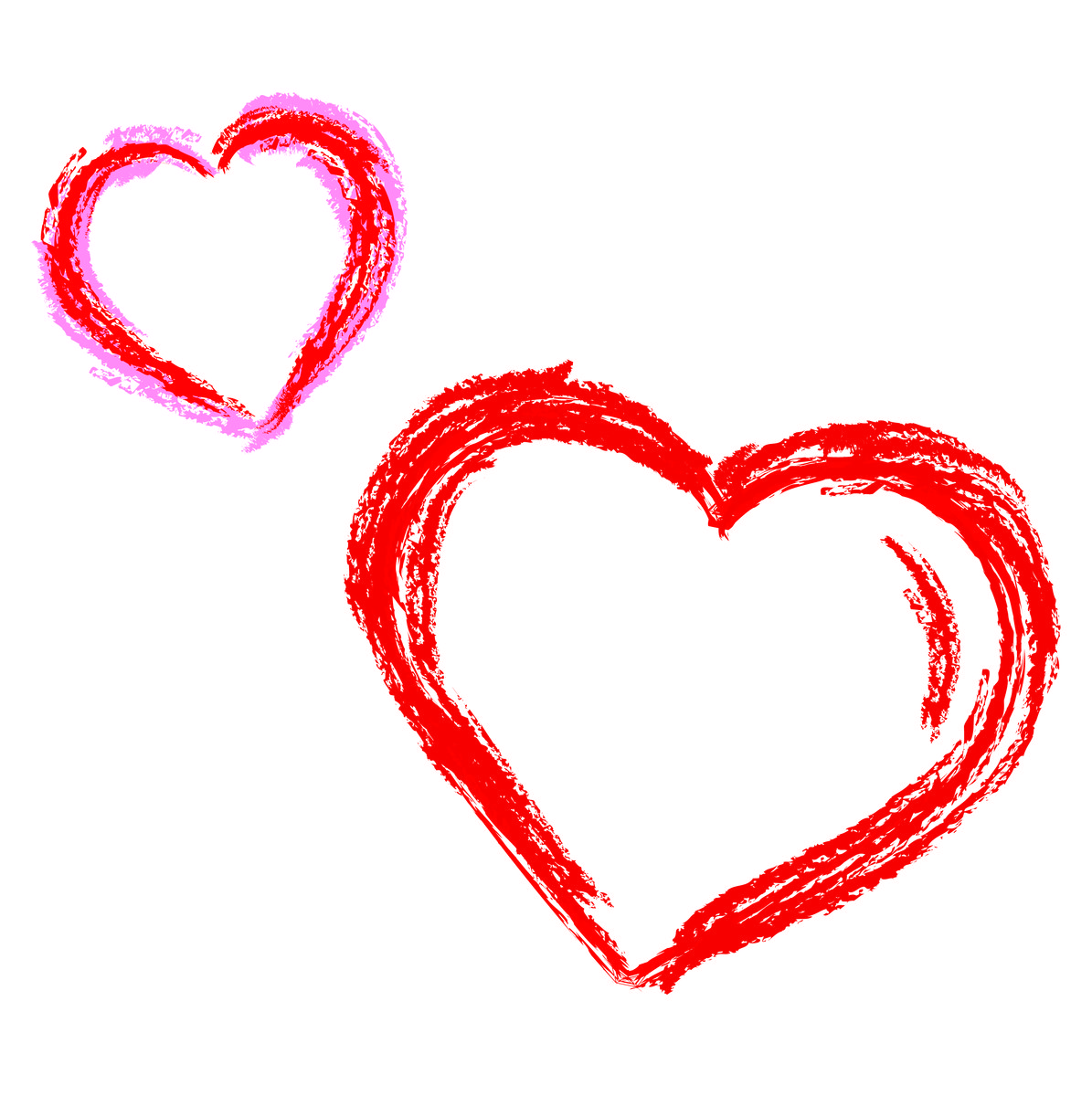 a hand drawn heart and a red heart