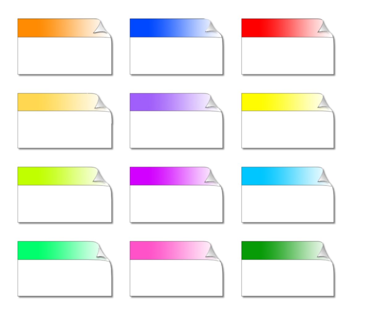 rainbow labels on a white background
