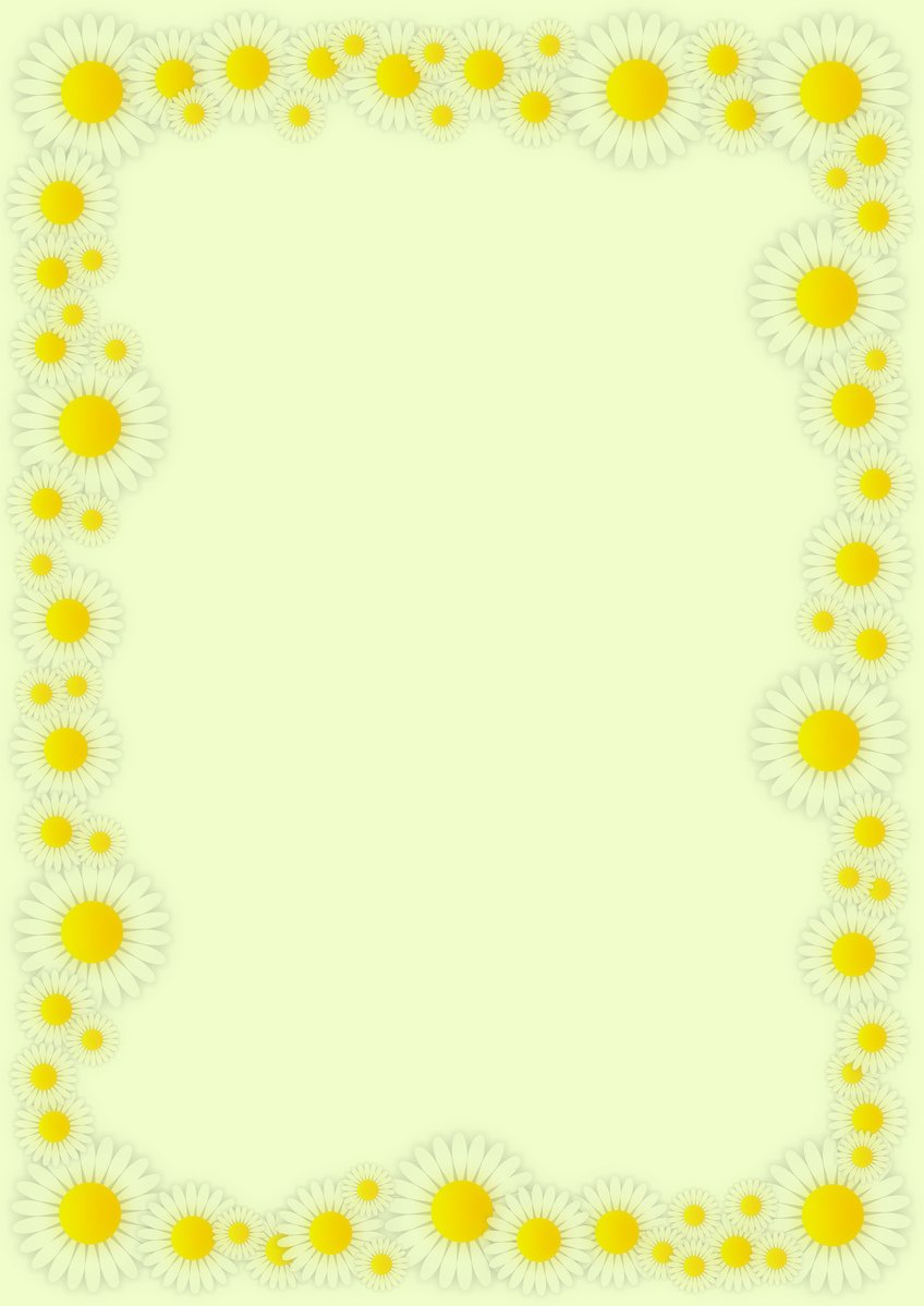 a white and yellow border of sunflowers on a light yellow background