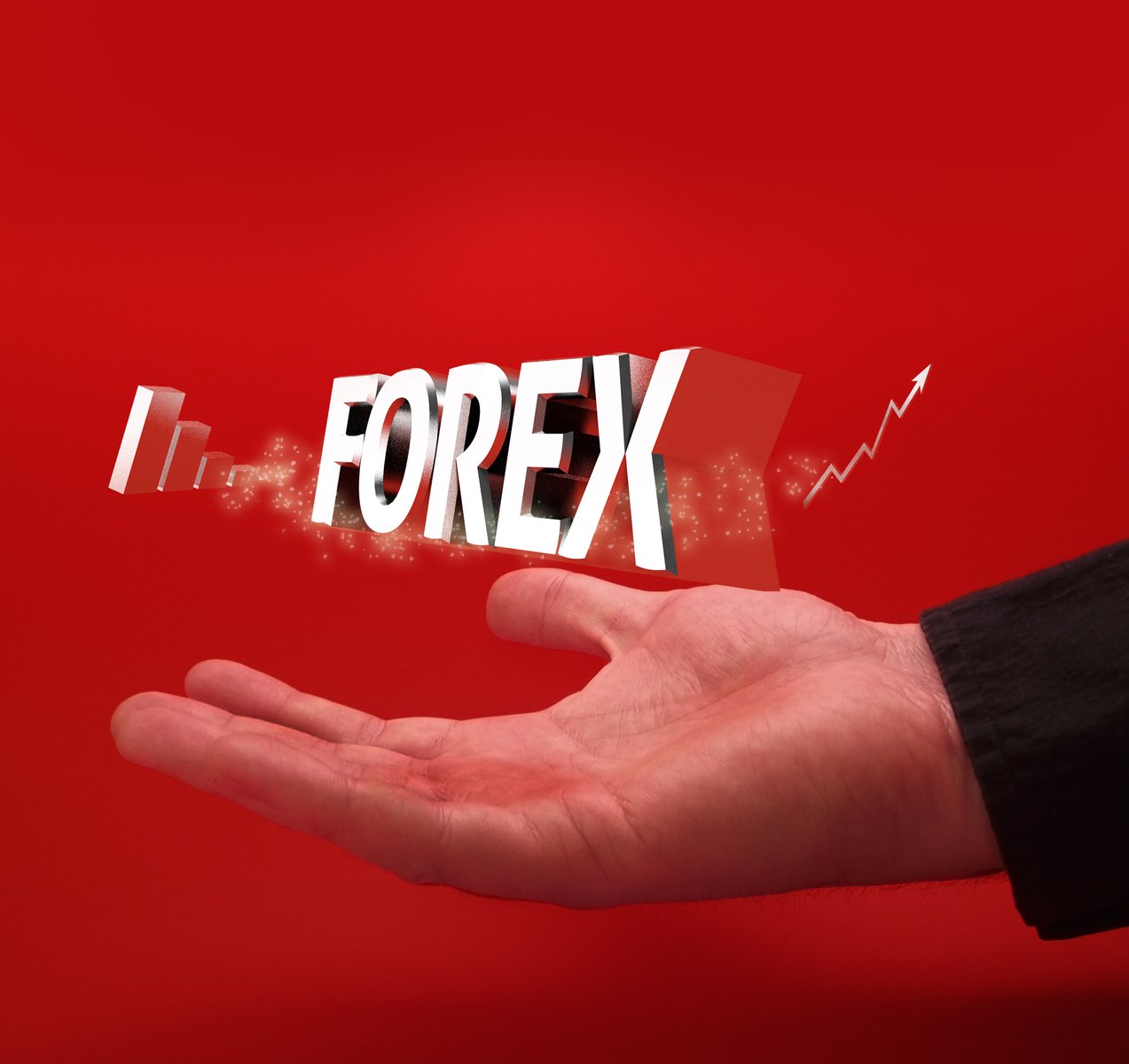 the word forex is appearing above an outstretched hand