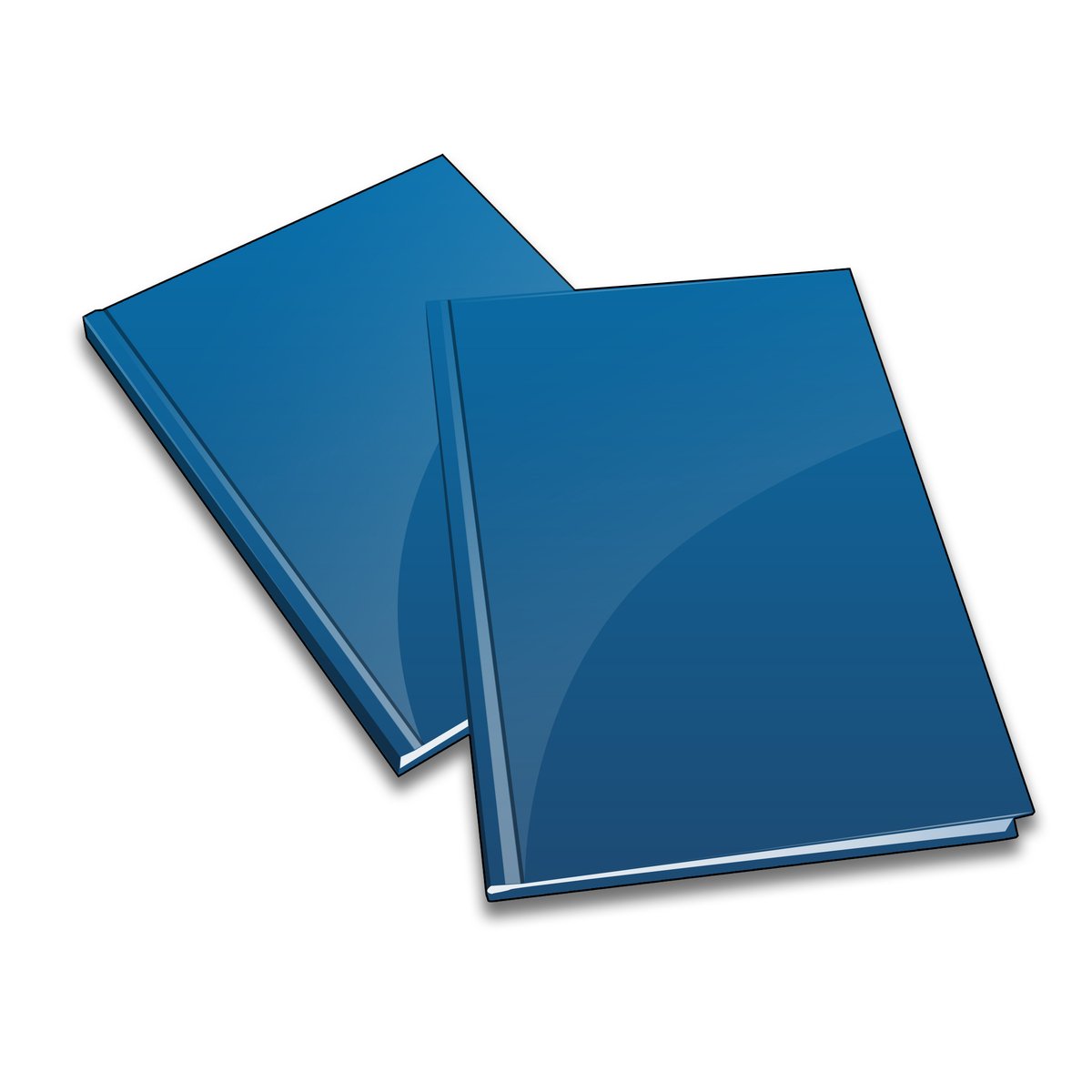 two blue folders sitting side by side