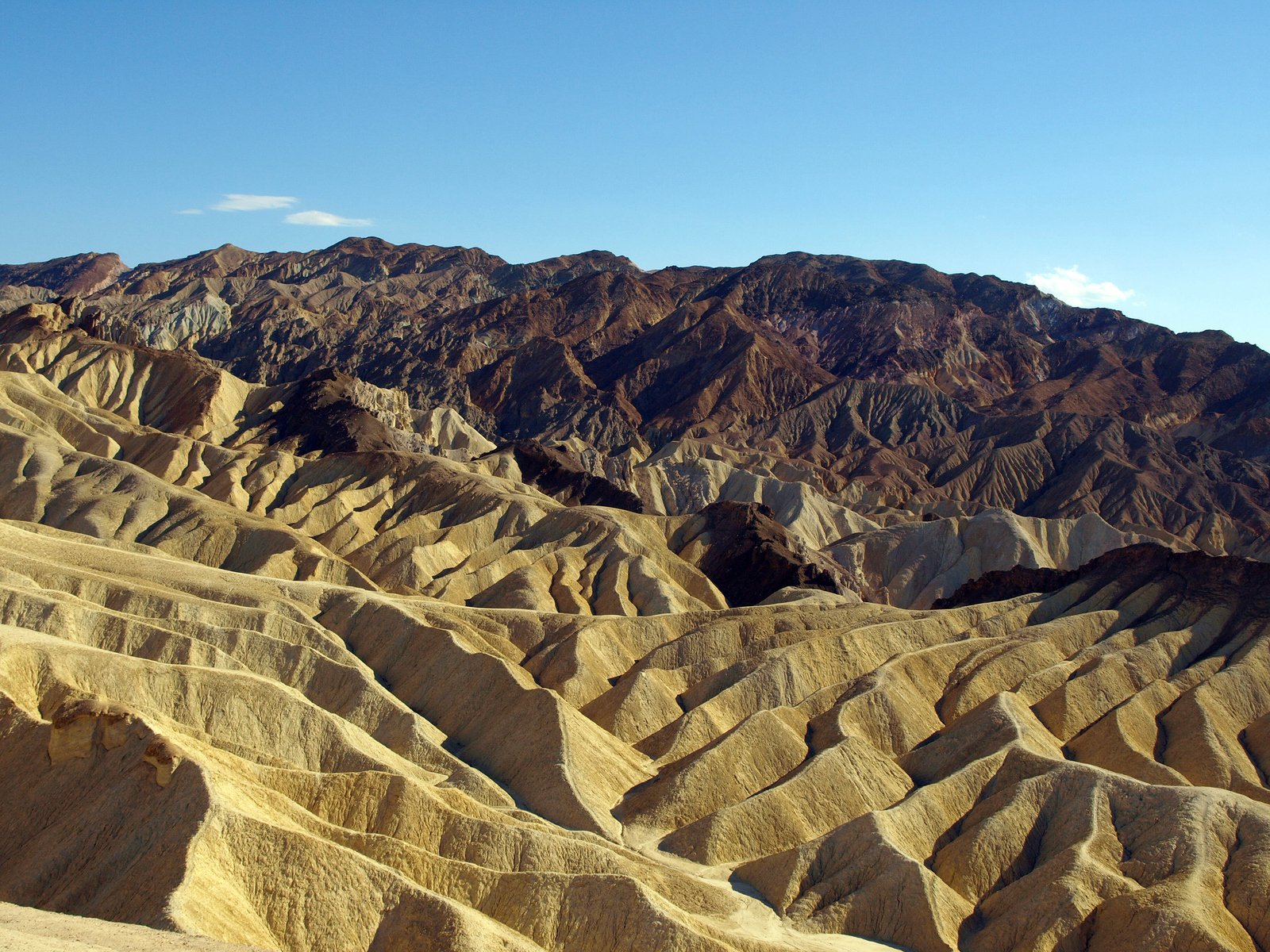 the landscape is covered in brown, yellow and tan hills