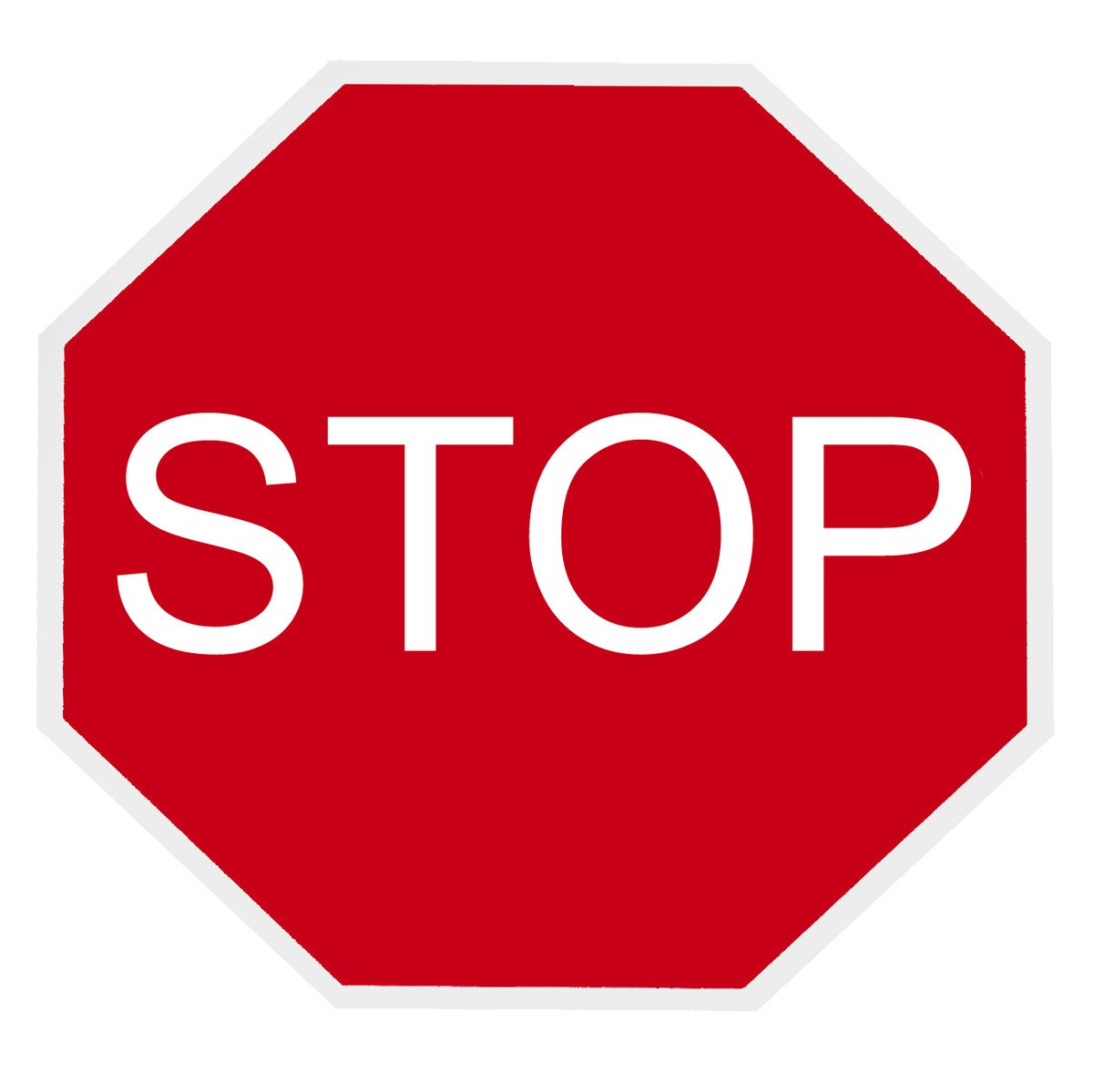 a stop sign is in the middle of a white background