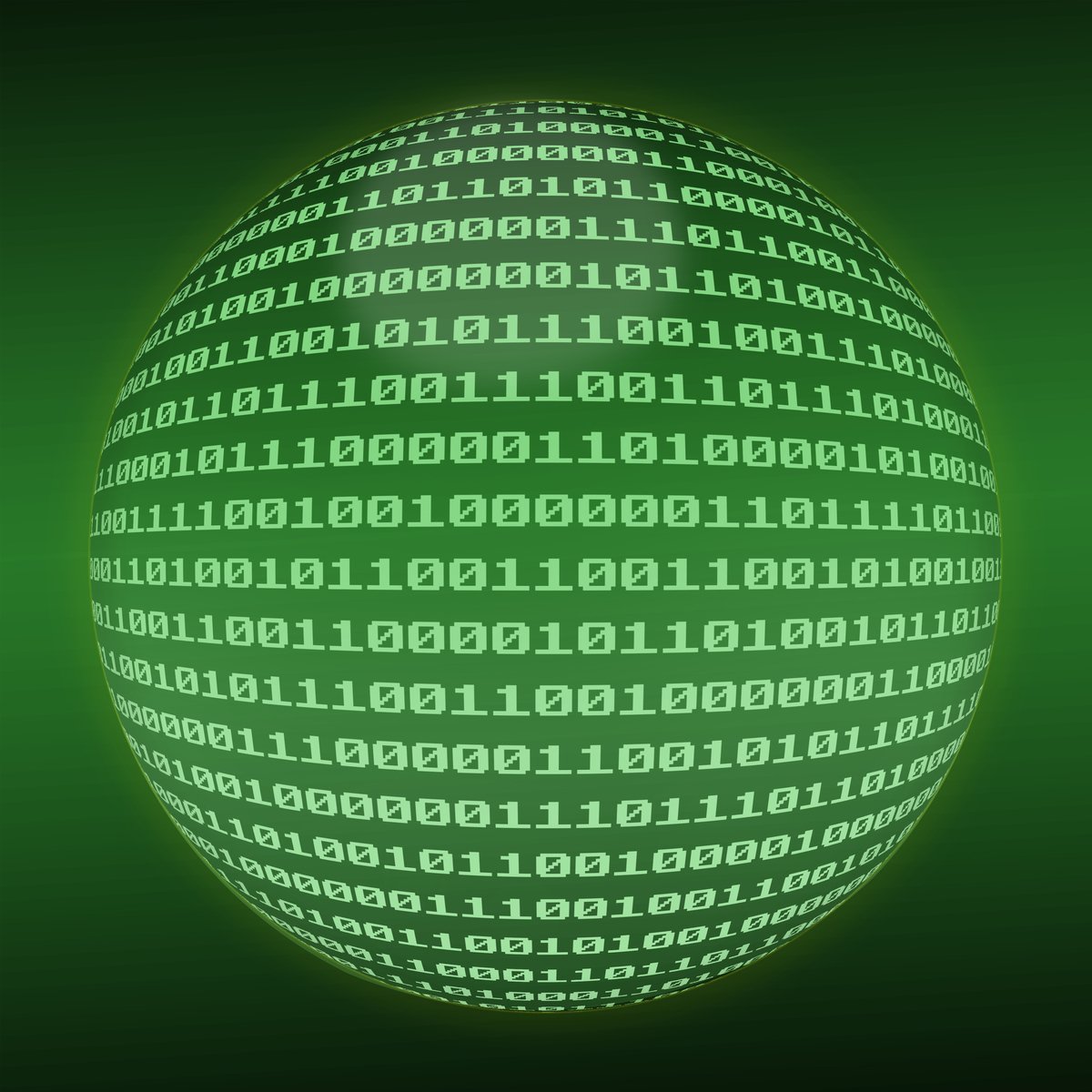 green digital sphere with numbers in the center