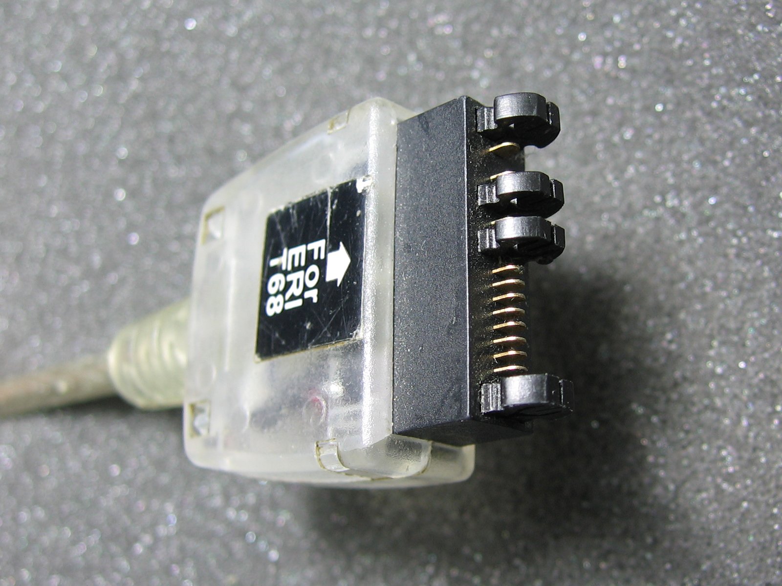 a patch plug that is being used for a telephone