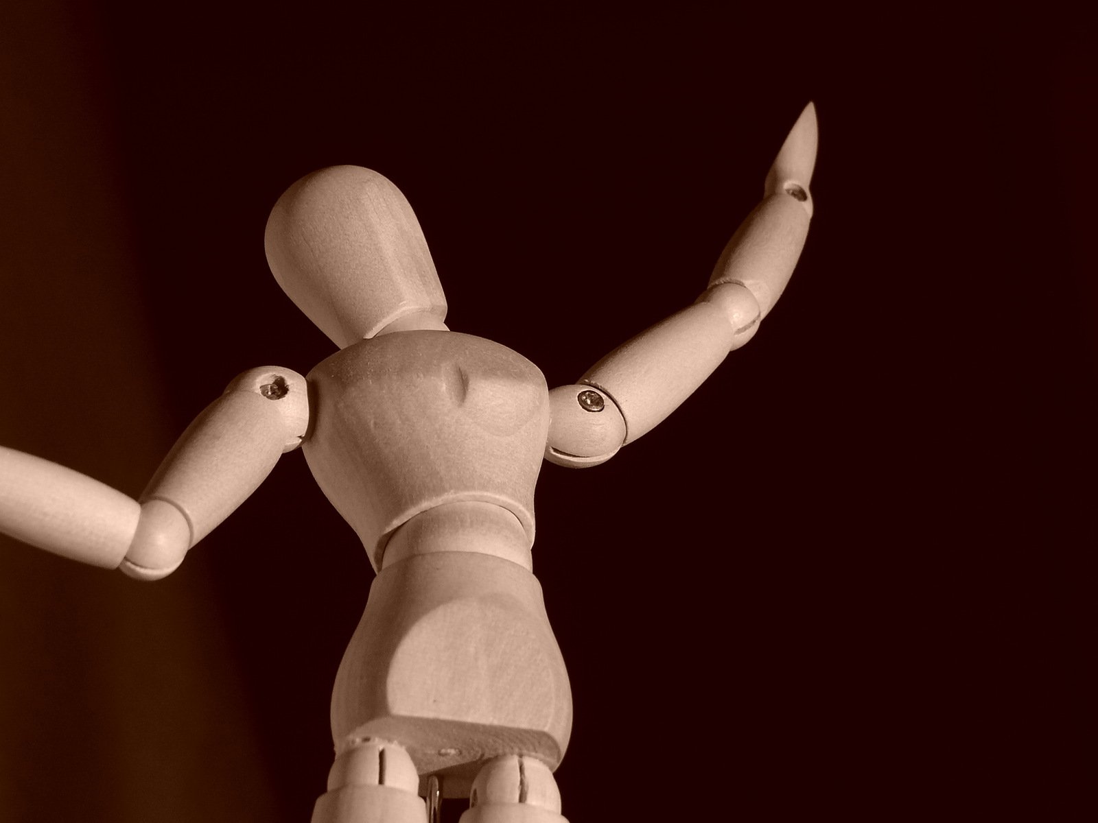a toy figurine is shown in black and white