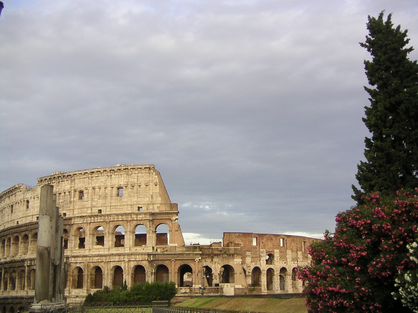 the ancient roman arena of gladia in front of a cloudy sky