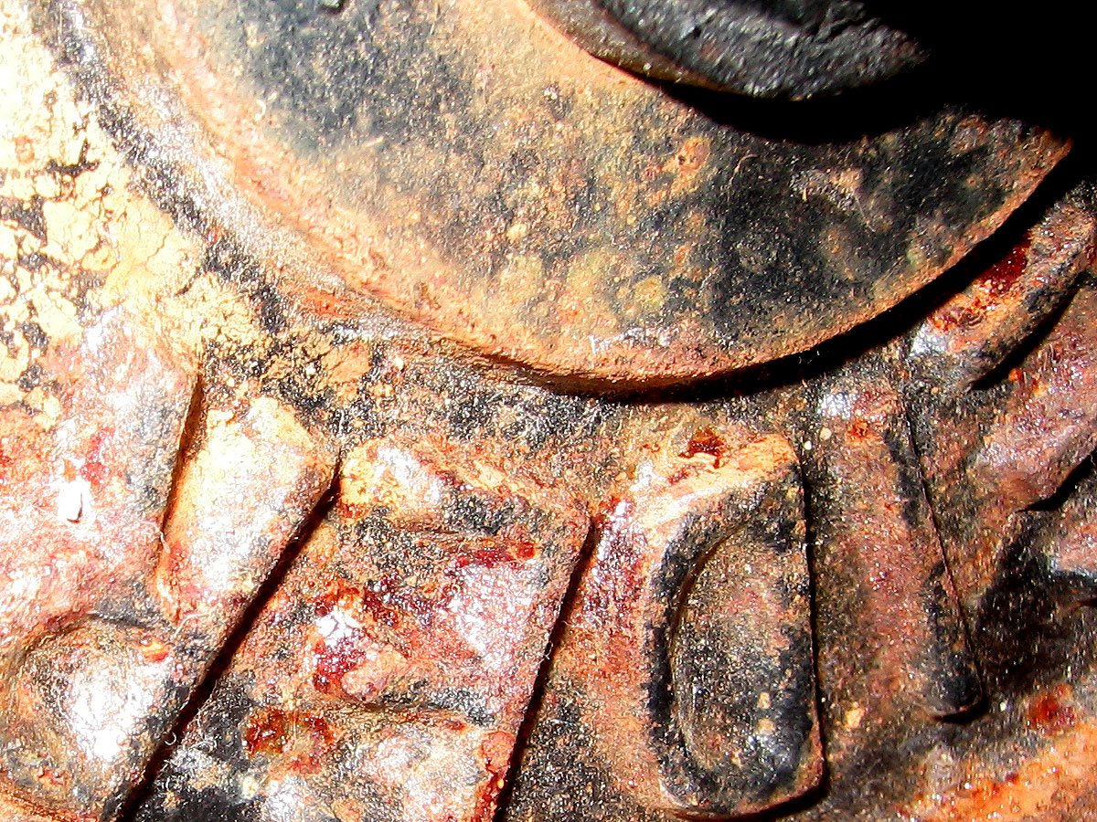 closeup s of an iron sculpture made out of rust