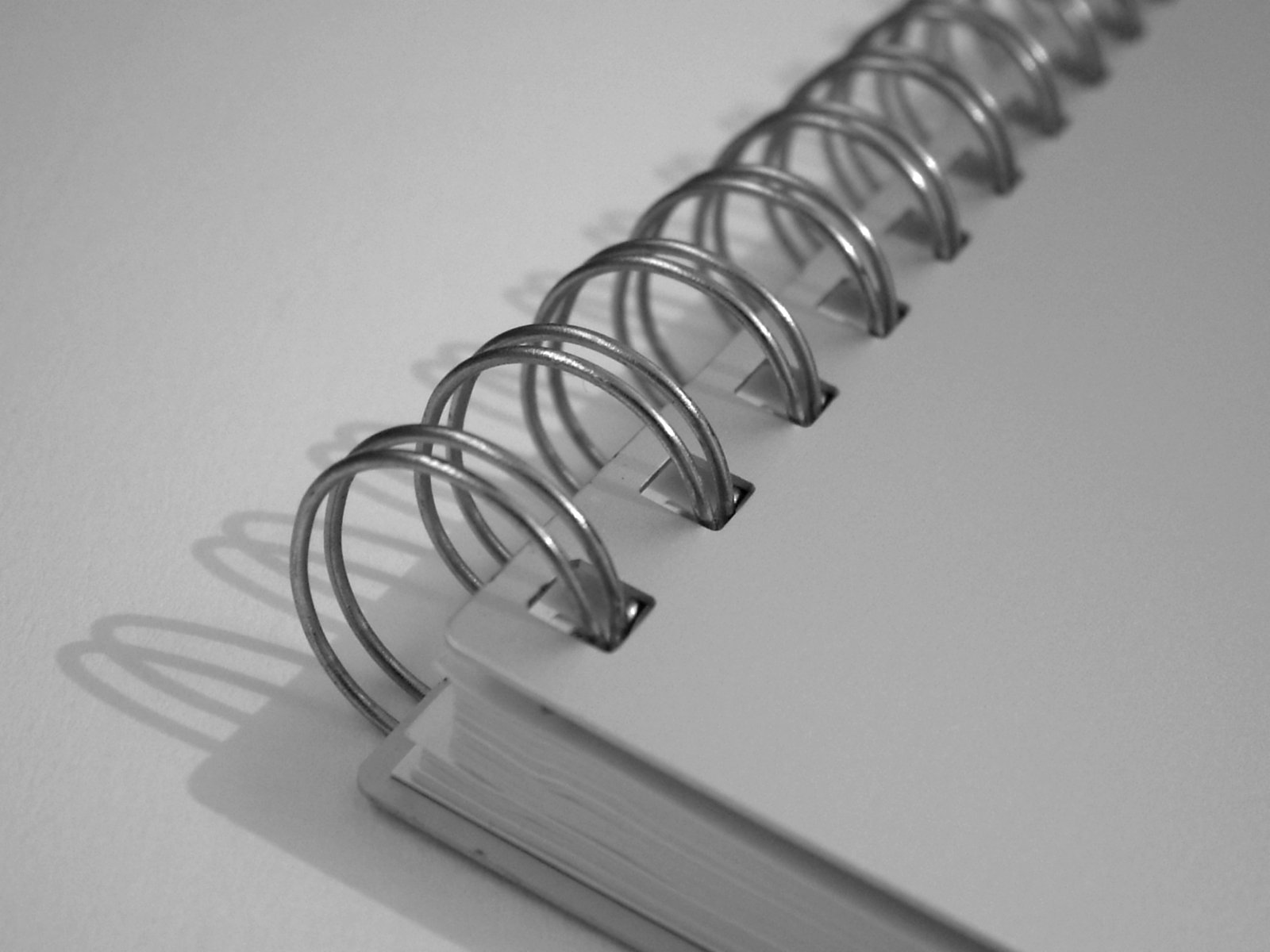 black and white pograph of spiral binding of book