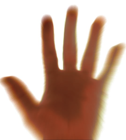 an object of a hand on top of a white background